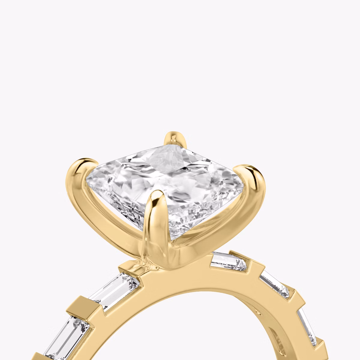 The Baguette Bar | Princess | 18k | Yellow Gold | bandAccent: Pavé | diamondOrientation: vertical | caratWeight: other