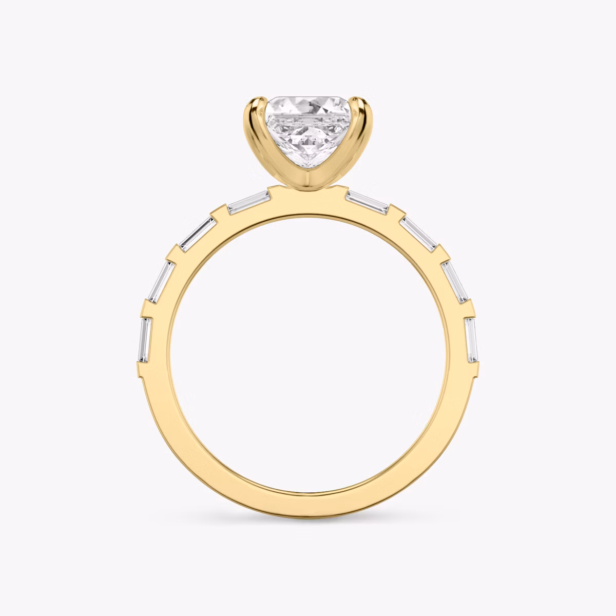 The Baguette Bar | Princess | 18k | Yellow Gold | bandAccent: Pavé | diamondOrientation: vertical | caratWeight: other