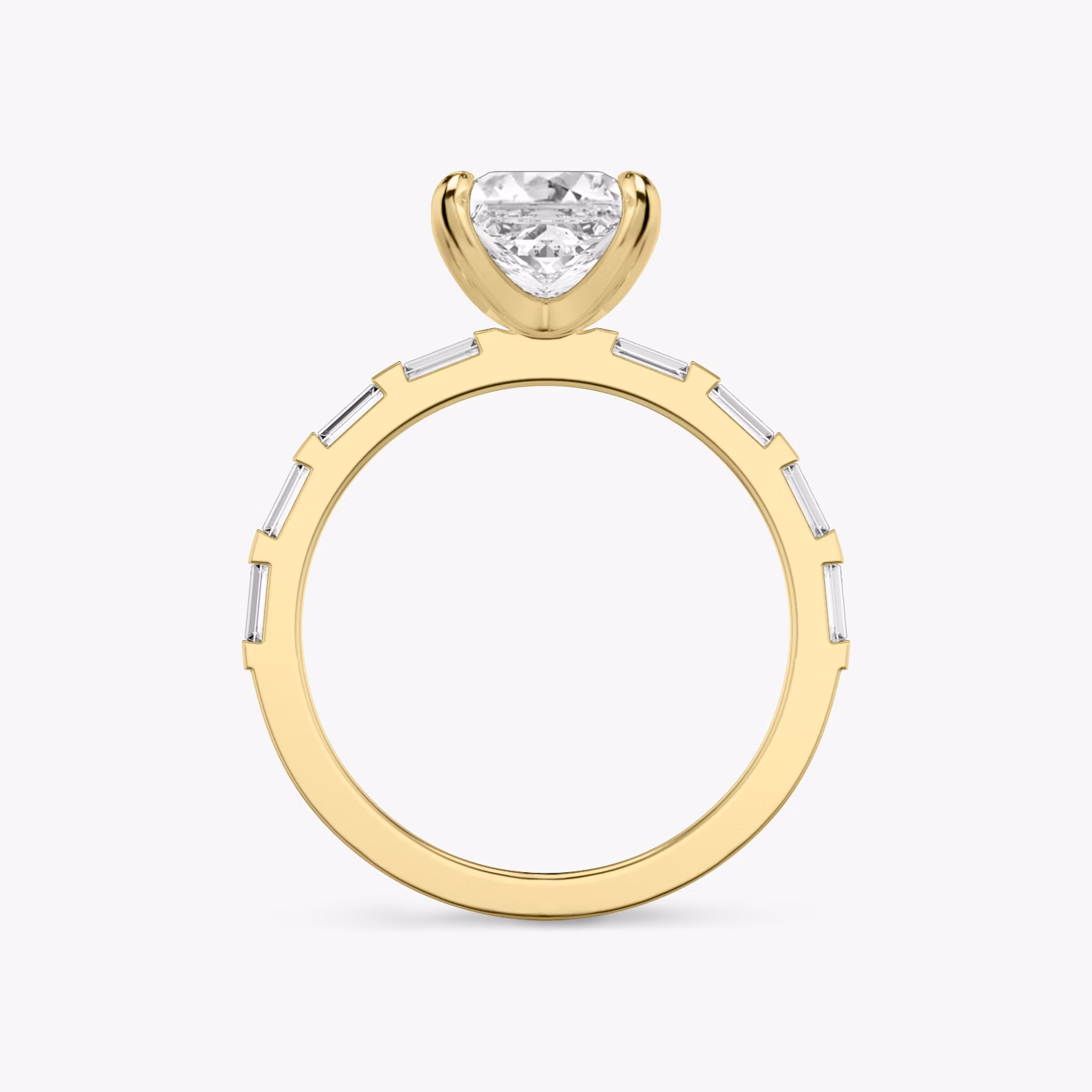 The Baguette Bar | Princess | 18k | Yellow Gold | bandAccent: Pavé | diamondOrientation: vertical | caratWeight: other