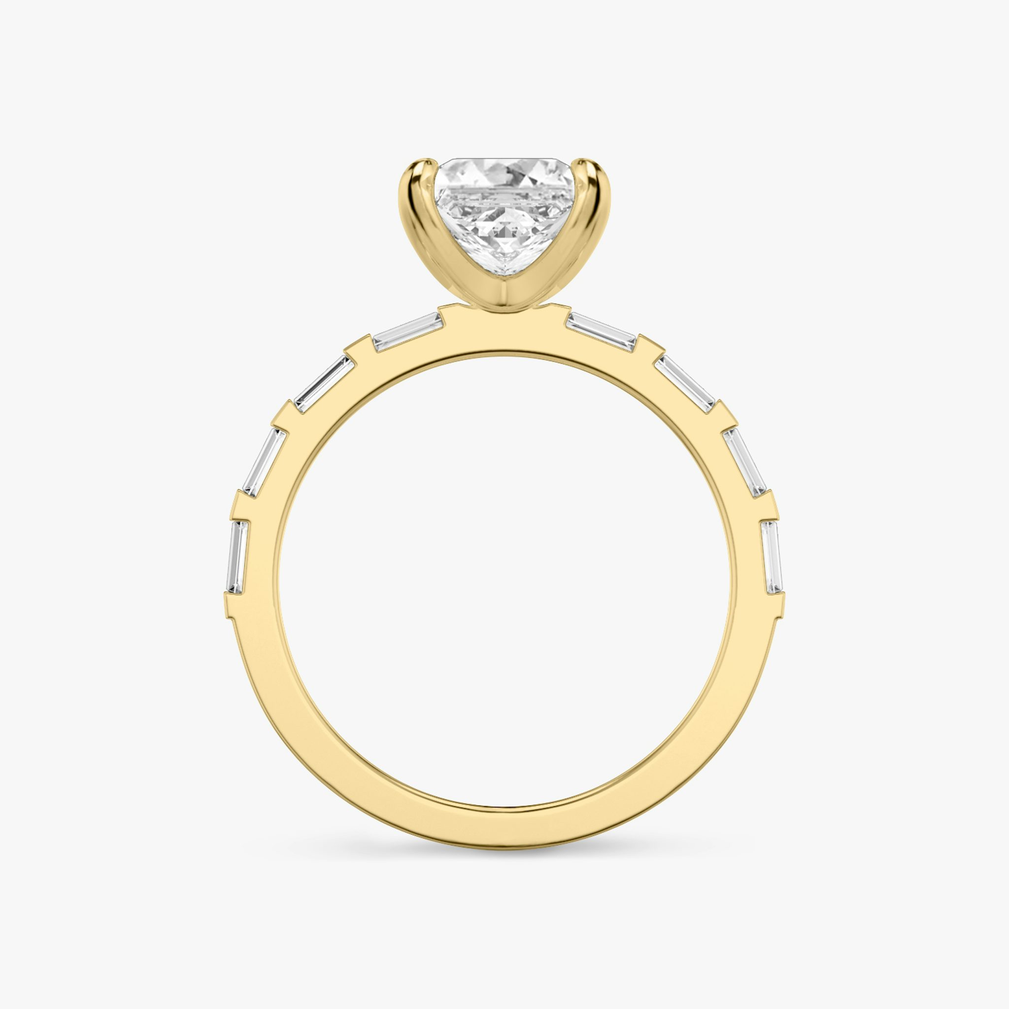 The Baguette Bar | Princess | 18k | Yellow Gold | bandAccent: Pavé | diamondOrientation: vertical | caratWeight: other