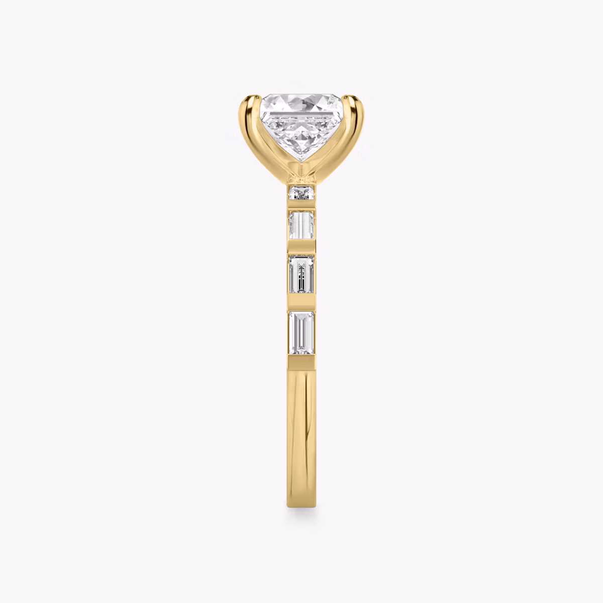 The Baguette Bar | Princess | 18k | Yellow Gold | bandAccent: Pavé | diamondOrientation: vertical | caratWeight: other
