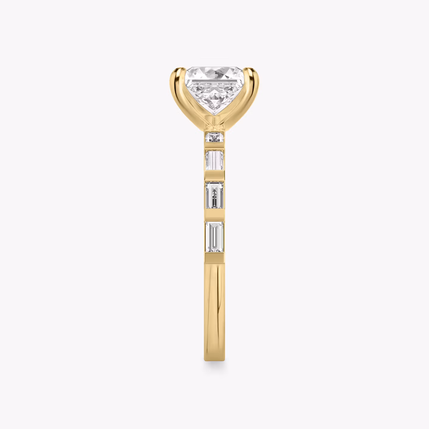 The Baguette Bar | Princess | 18k | Yellow Gold | bandAccent: Pavé | diamondOrientation: vertical | caratWeight: other