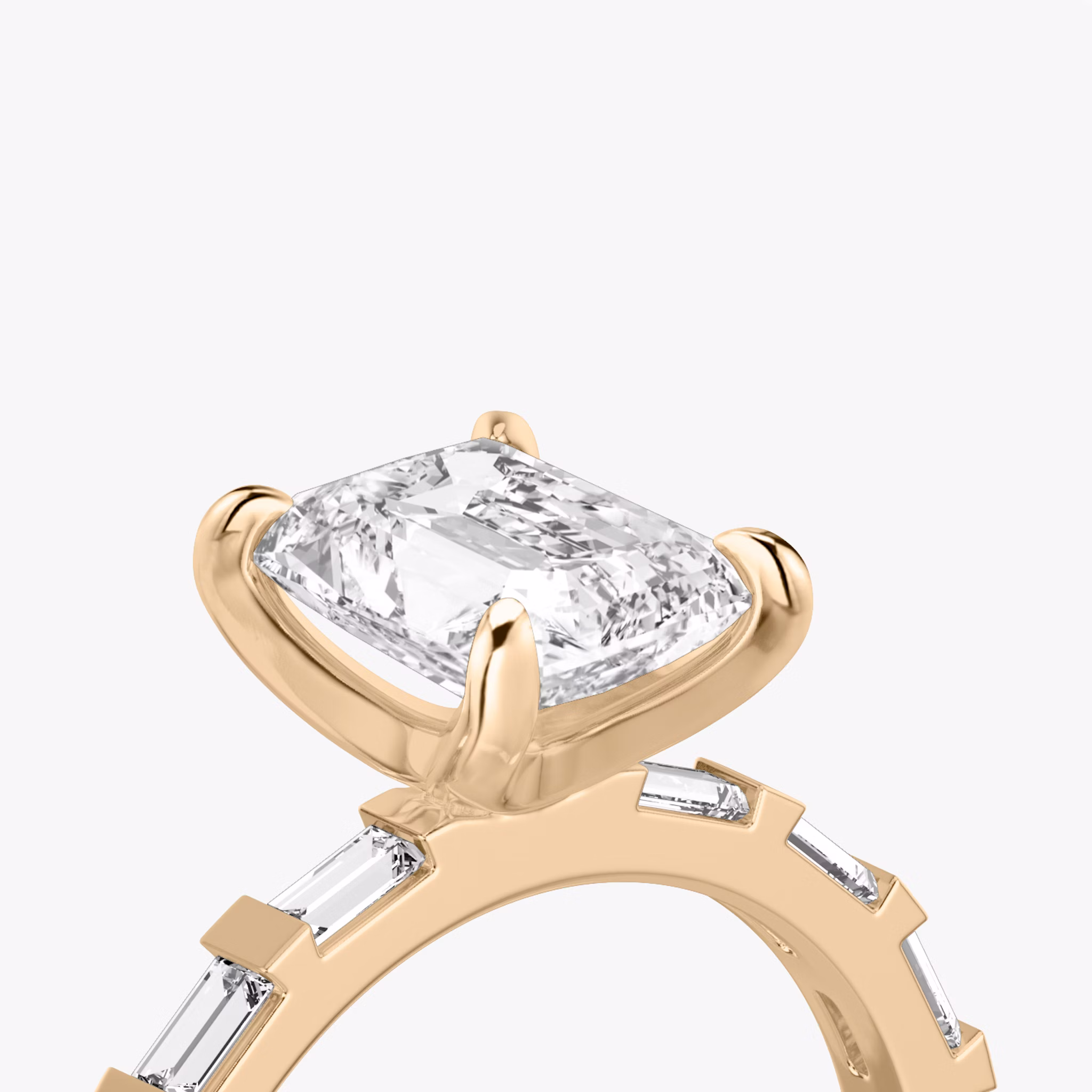 The Baguette Bar | Radiant | 14k | Rose Gold | bandAccent: Pavé | diamondOrientation: vertical | caratWeight: other