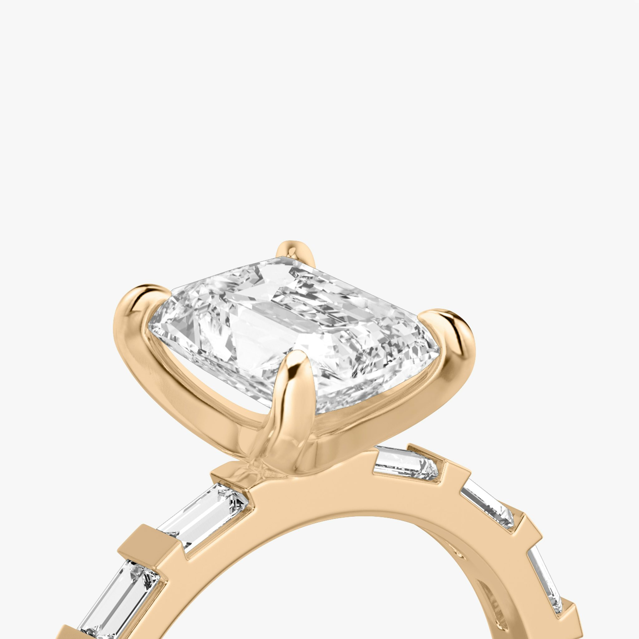The Baguette Bar | Radiant | 14k | Rose Gold | bandAccent: Pavé | diamondOrientation: vertical | caratWeight: other