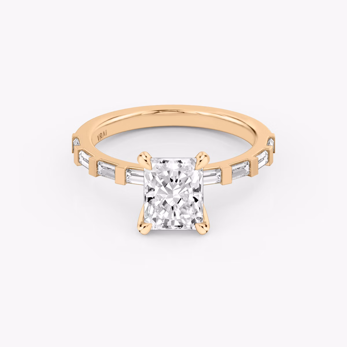 The Baguette Bar | Radiant | 14k | Rose Gold | bandAccent: Pavé | diamondOrientation: vertical | caratWeight: other