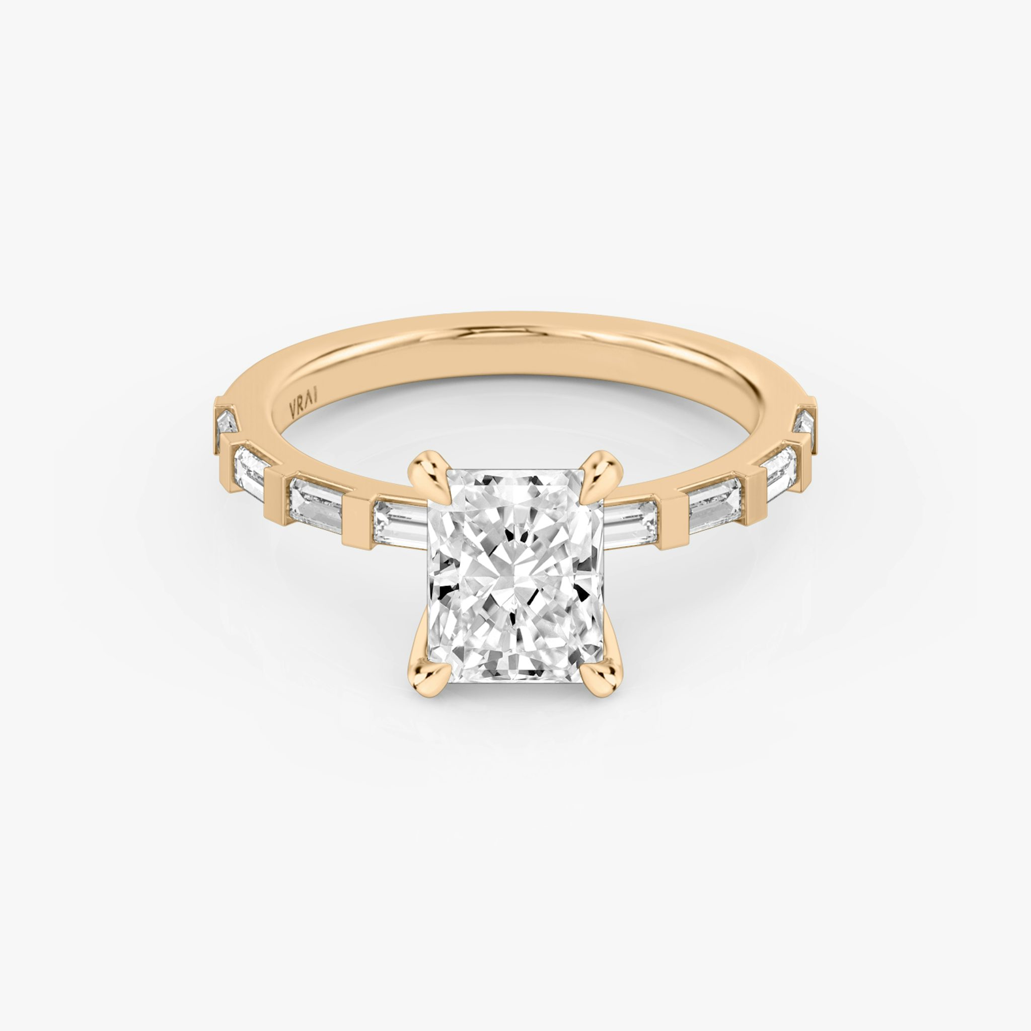 The Baguette Bar | Radiant | 14k | Rose Gold | bandAccent: Pavé | diamondOrientation: vertical | caratWeight: other