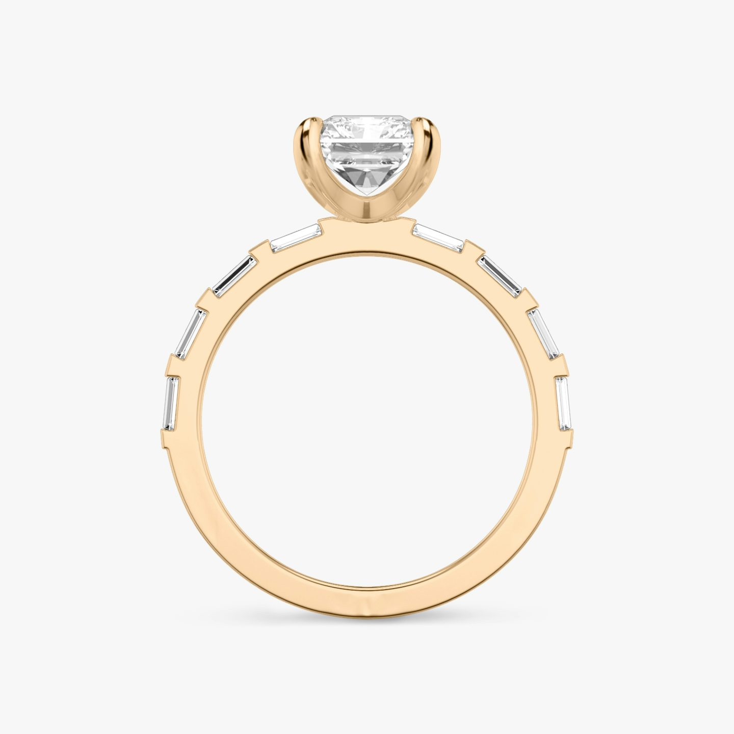 The Baguette Bar | Radiant | 14k | Rose Gold | bandAccent: Pavé | diamondOrientation: vertical | caratWeight: other