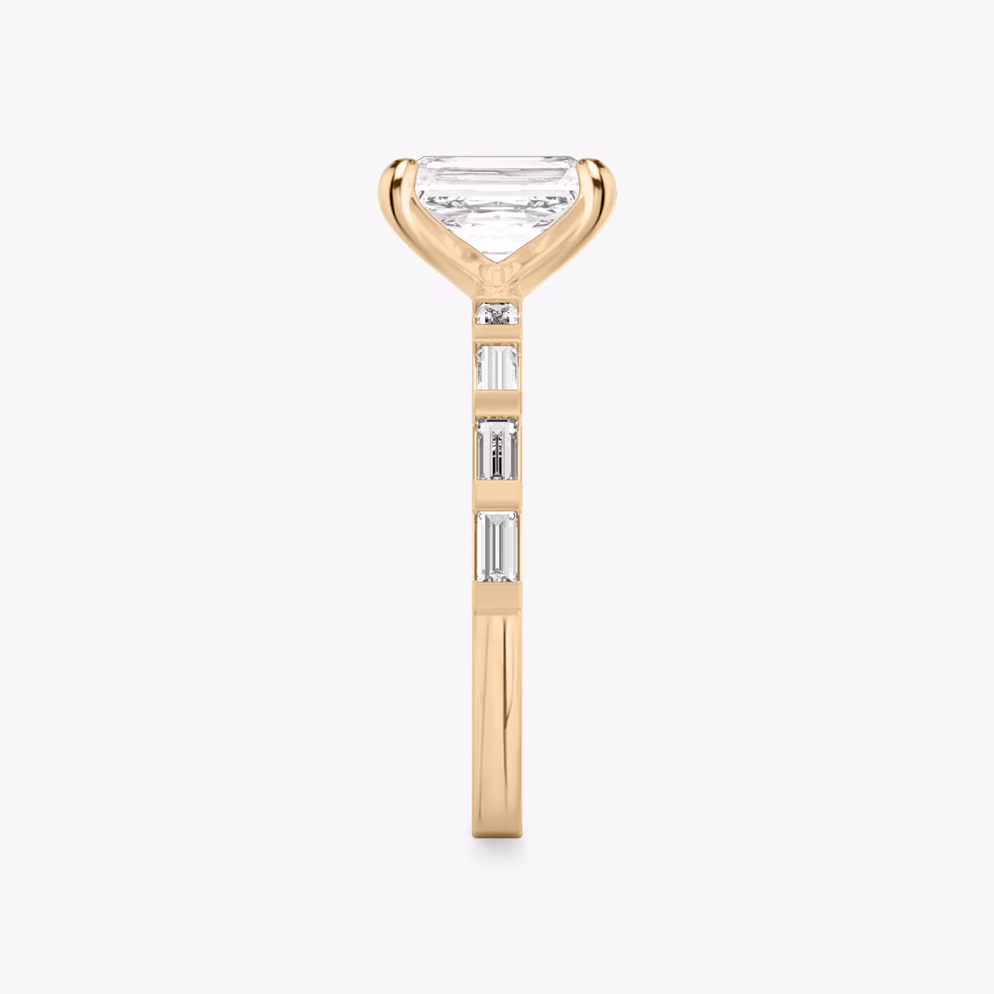 The Baguette Bar | Radiant | 14k | Rose Gold | bandAccent: Pavé | diamondOrientation: vertical | caratWeight: other