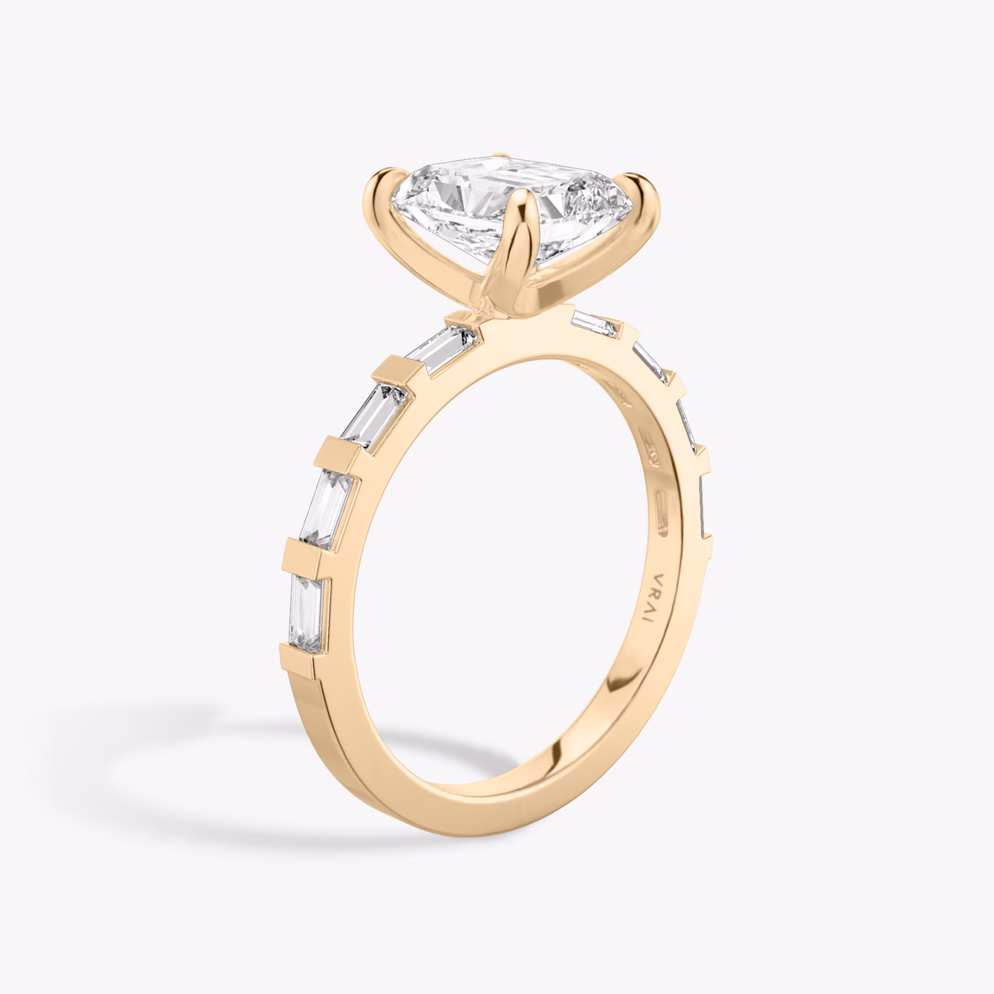 The Baguette Bar | Radiant | 14k | Rose Gold | bandAccent: Pavé | diamondOrientation: vertical | caratWeight: other