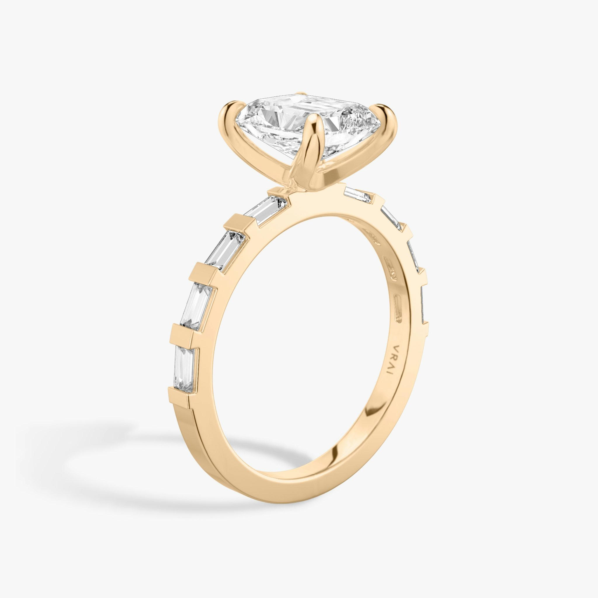 The Baguette Bar | Radiant | 14k | Rose Gold | bandAccent: Pavé | diamondOrientation: vertical | caratWeight: other