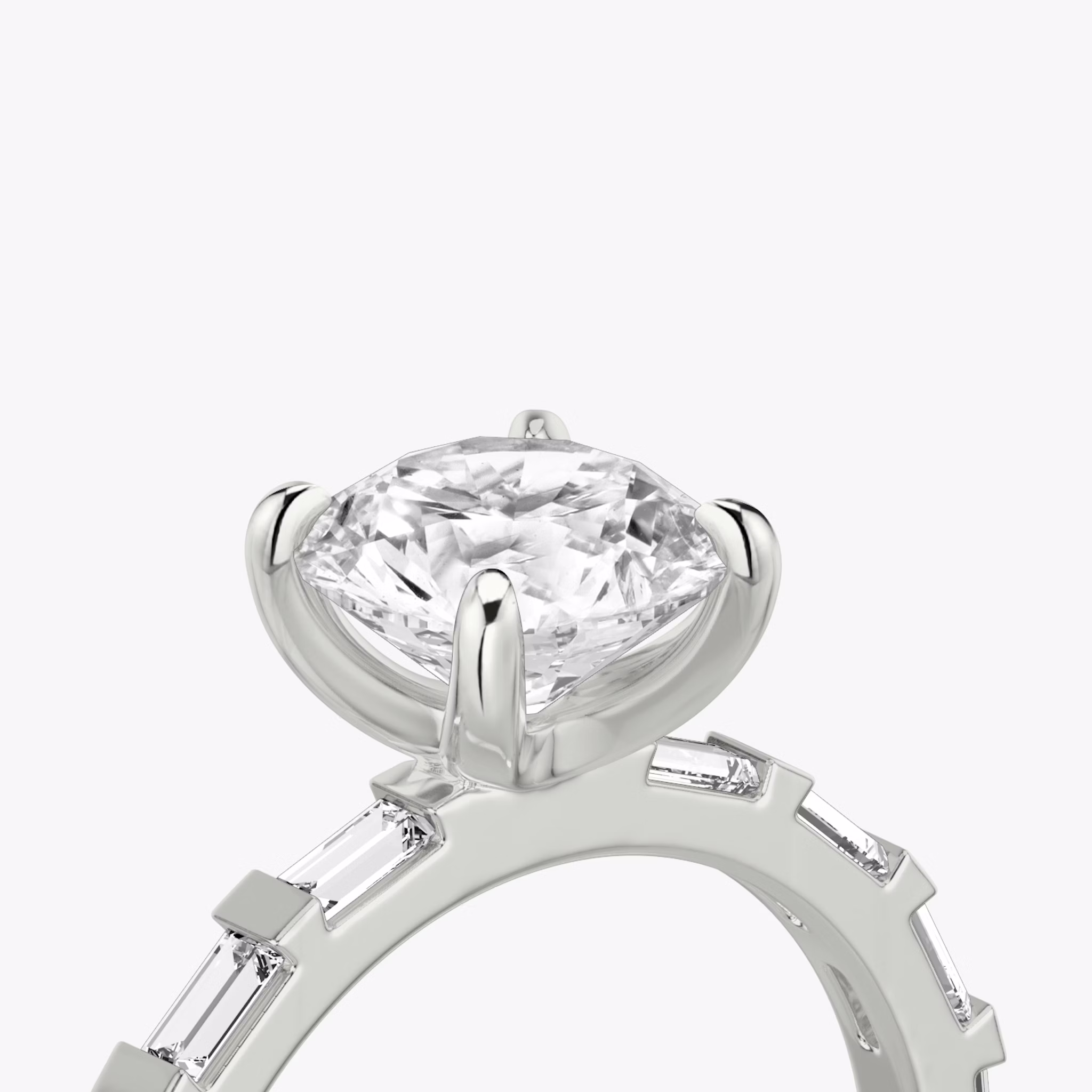 The Baguette Bar | Round Brilliant | Platinum | bandAccent: Pavé | caratWeight: other | diamondOrientation: vertical