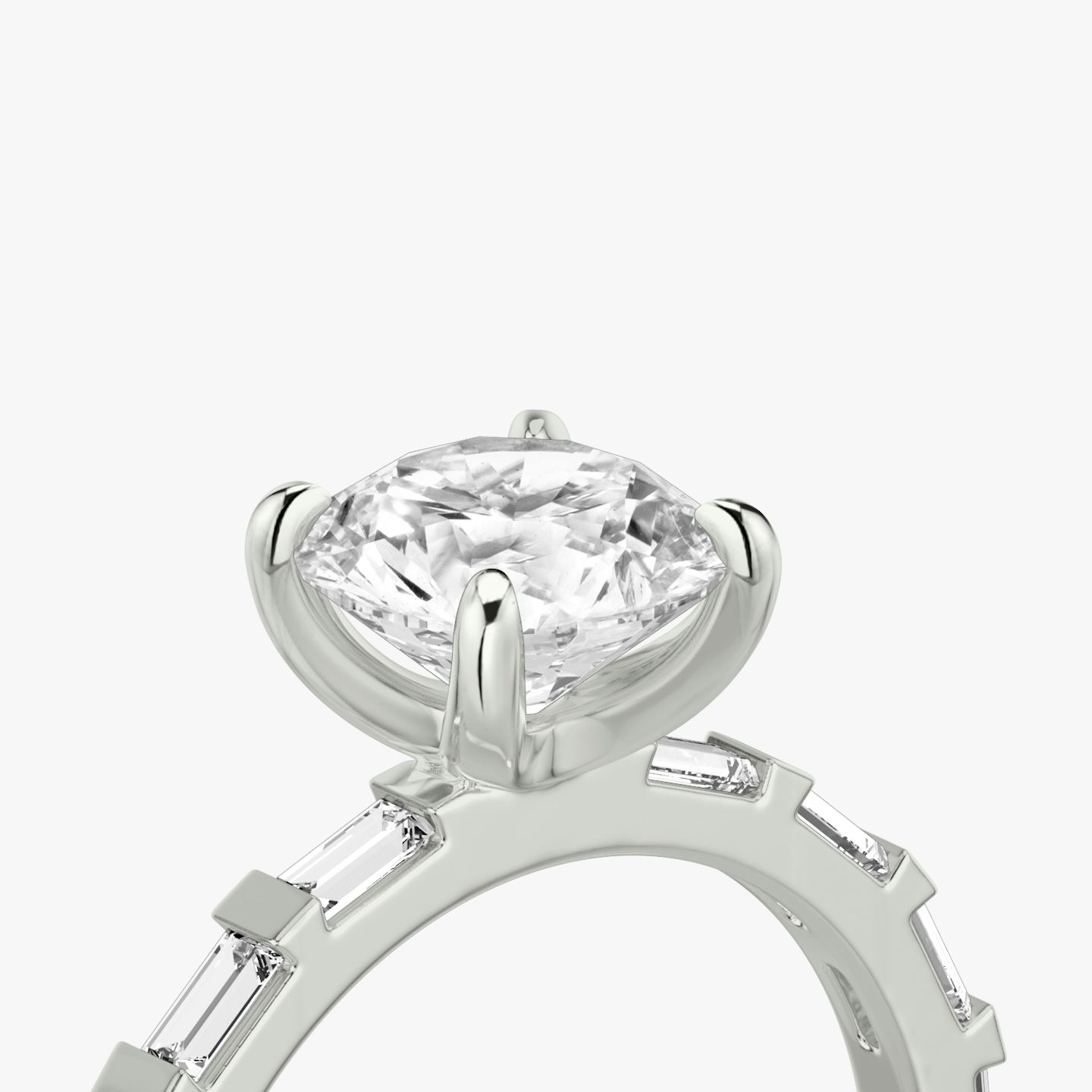 The Baguette Bar | Round Brilliant | 18k | White Gold | bandAccent: Pavé | caratWeight: other | diamondOrientation: vertical