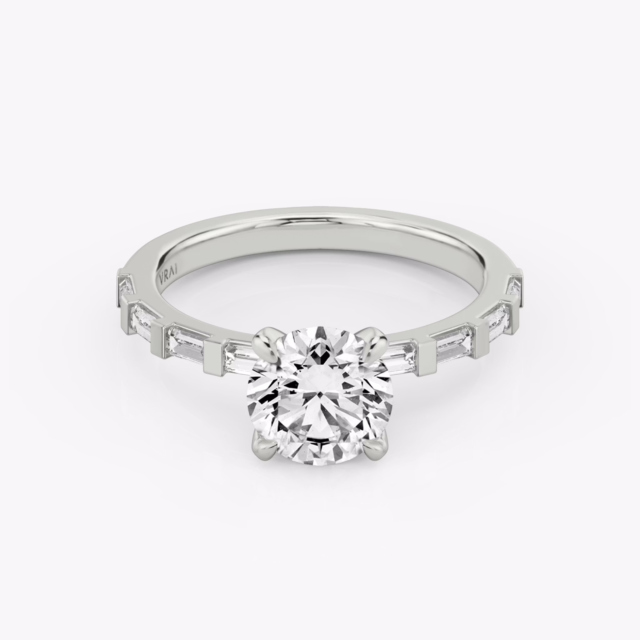The Baguette Bar | Round Brilliant | Platinum | bandAccent: Pavé | caratWeight: other | diamondOrientation: vertical