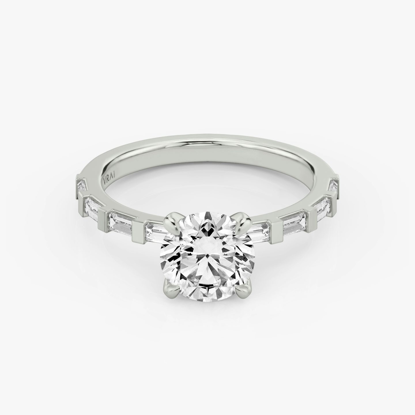 The Baguette Bar | Round Brilliant | 18k | White Gold | bandAccent: Pavé | caratWeight: other | diamondOrientation: vertical