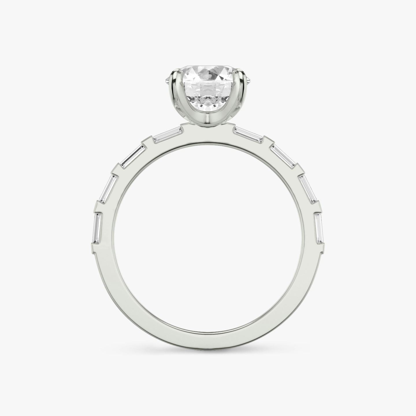 The Baguette Bar | Round Brilliant | 18k | White Gold | bandAccent: Pavé | caratWeight: other | diamondOrientation: vertical