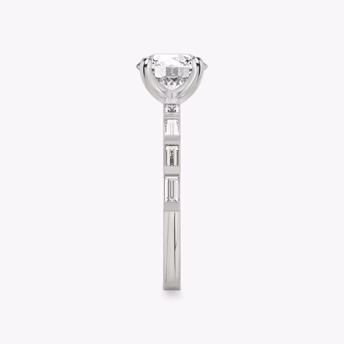 The Baguette Bar | Round Brilliant | Platinum | bandAccent: Pavé | caratWeight: other | diamondOrientation: vertical