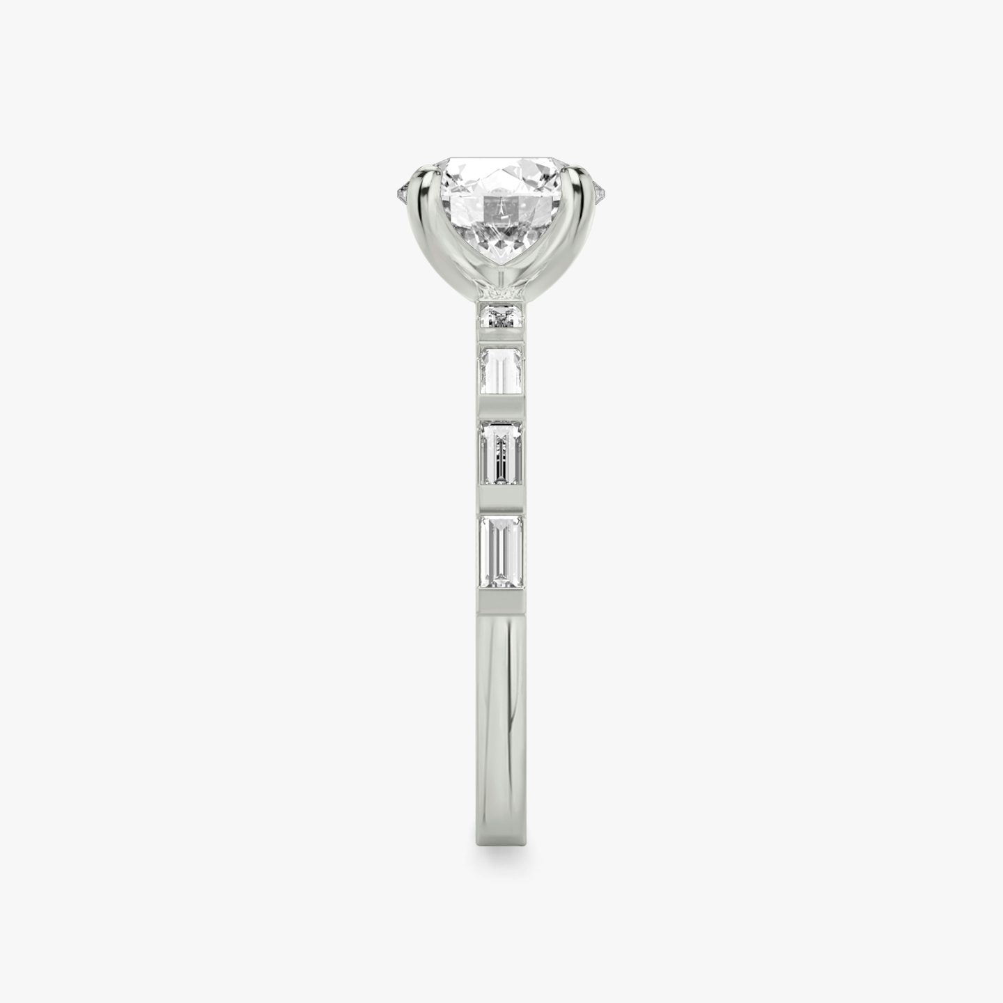 The Baguette Bar | Round Brilliant | 18k | White Gold | bandAccent: Pavé | caratWeight: other | diamondOrientation: vertical