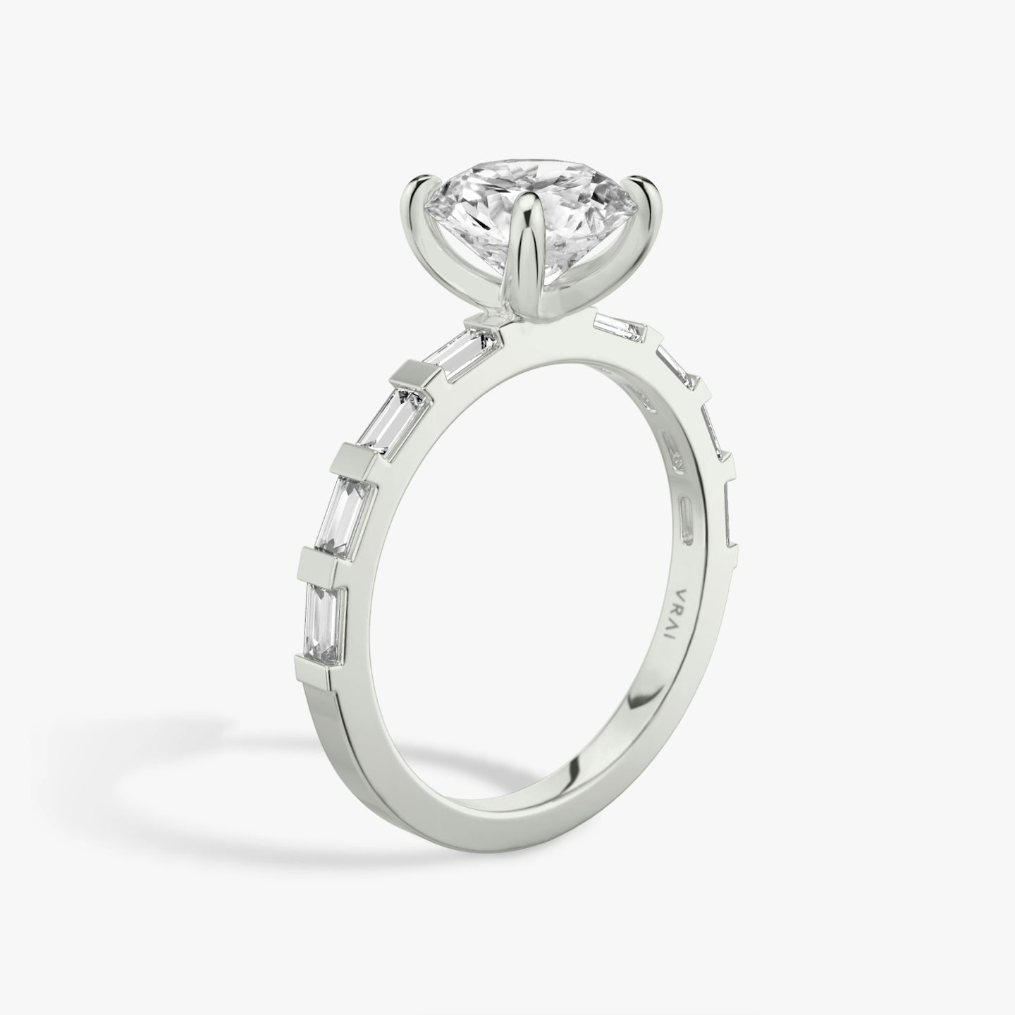 The Baguette Bar | Round Brilliant | 18k | White Gold | bandAccent: Pavé | caratWeight: other | diamondOrientation: vertical