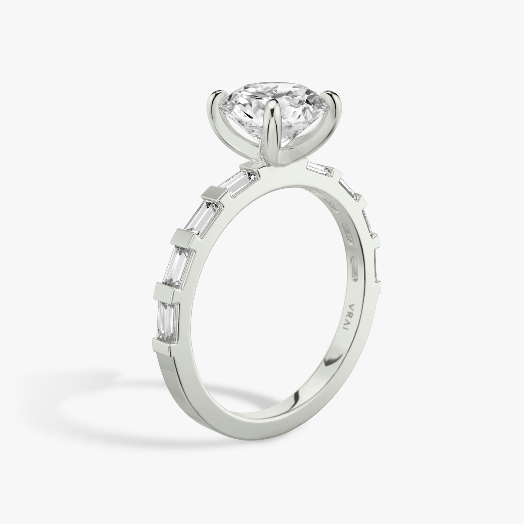 The Baguette Bar | Round Brilliant | Platinum | bandAccent: Pavé | caratWeight: other | diamondOrientation: vertical