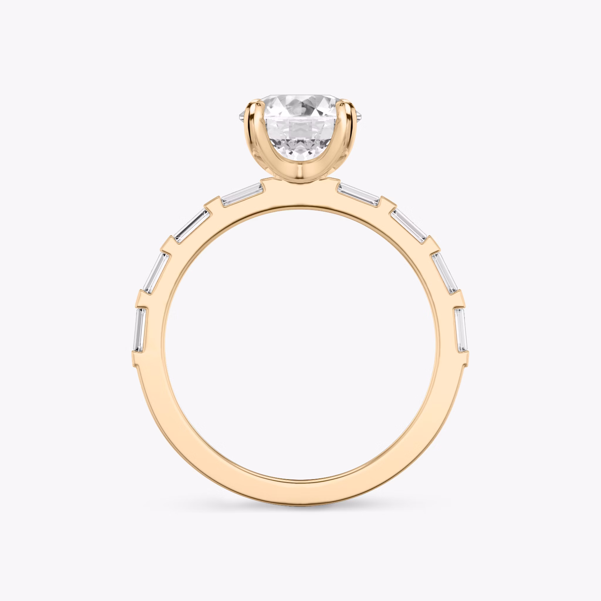 The Baguette Bar | Round Brilliant | 14k | Rose Gold | bandAccent: Pavé | caratWeight: 1.5ct | diamondOrientation: vertical