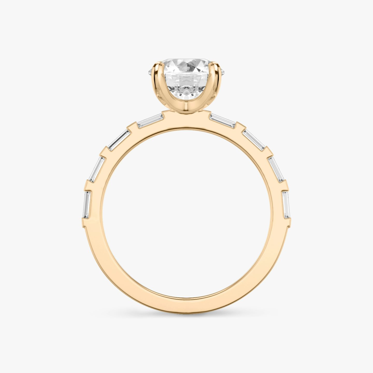 The Baguette Bar | Round Brilliant | 14k | Rose Gold | bandAccent: Pavé | caratWeight: other | diamondOrientation: vertical