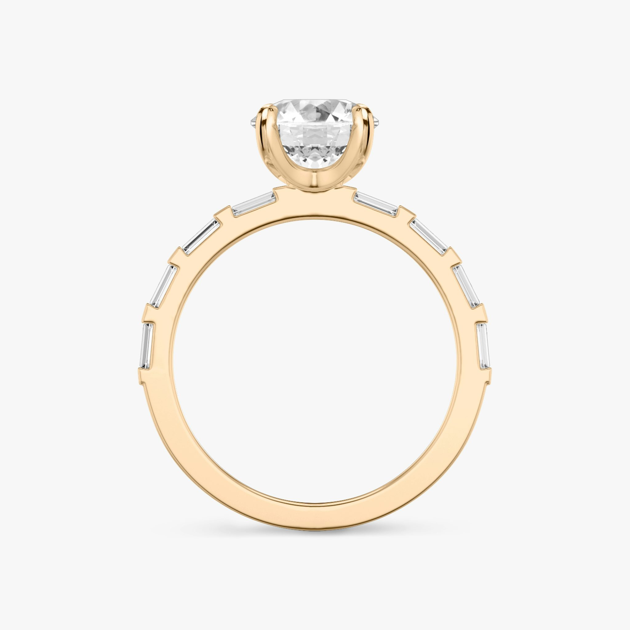 The Baguette Bar | Round Brilliant | 14k | Rose Gold | bandAccent: Pavé | caratWeight: 1.5ct | diamondOrientation: vertical