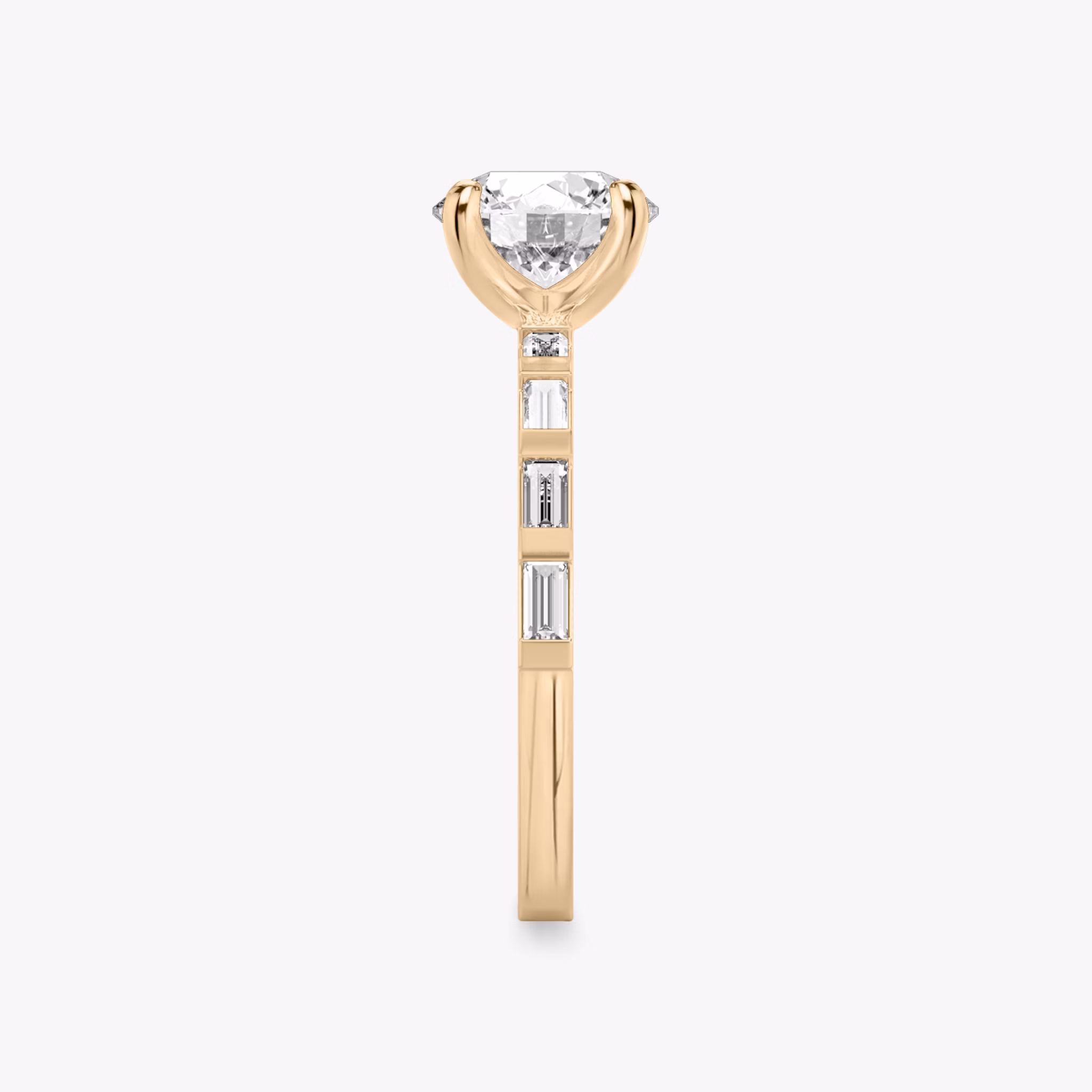 The Baguette Bar | Round Brilliant | 14k | Rose Gold | bandAccent: Pavé | caratWeight: 1.5ct | diamondOrientation: vertical