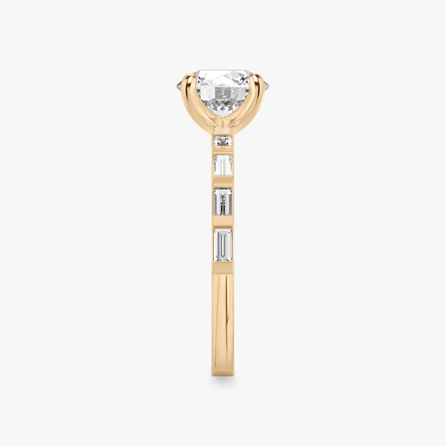 The Baguette Bar | Round Brilliant | 14k | Rose Gold | bandAccent: Pavé | caratWeight: other | diamondOrientation: vertical