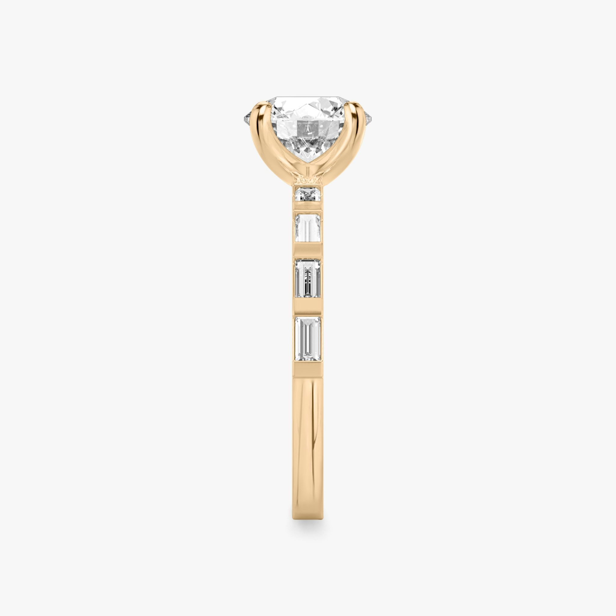 The Baguette Bar | Round Brilliant | 14k | Rose Gold | bandAccent: Pavé | caratWeight: 1.5ct | diamondOrientation: vertical