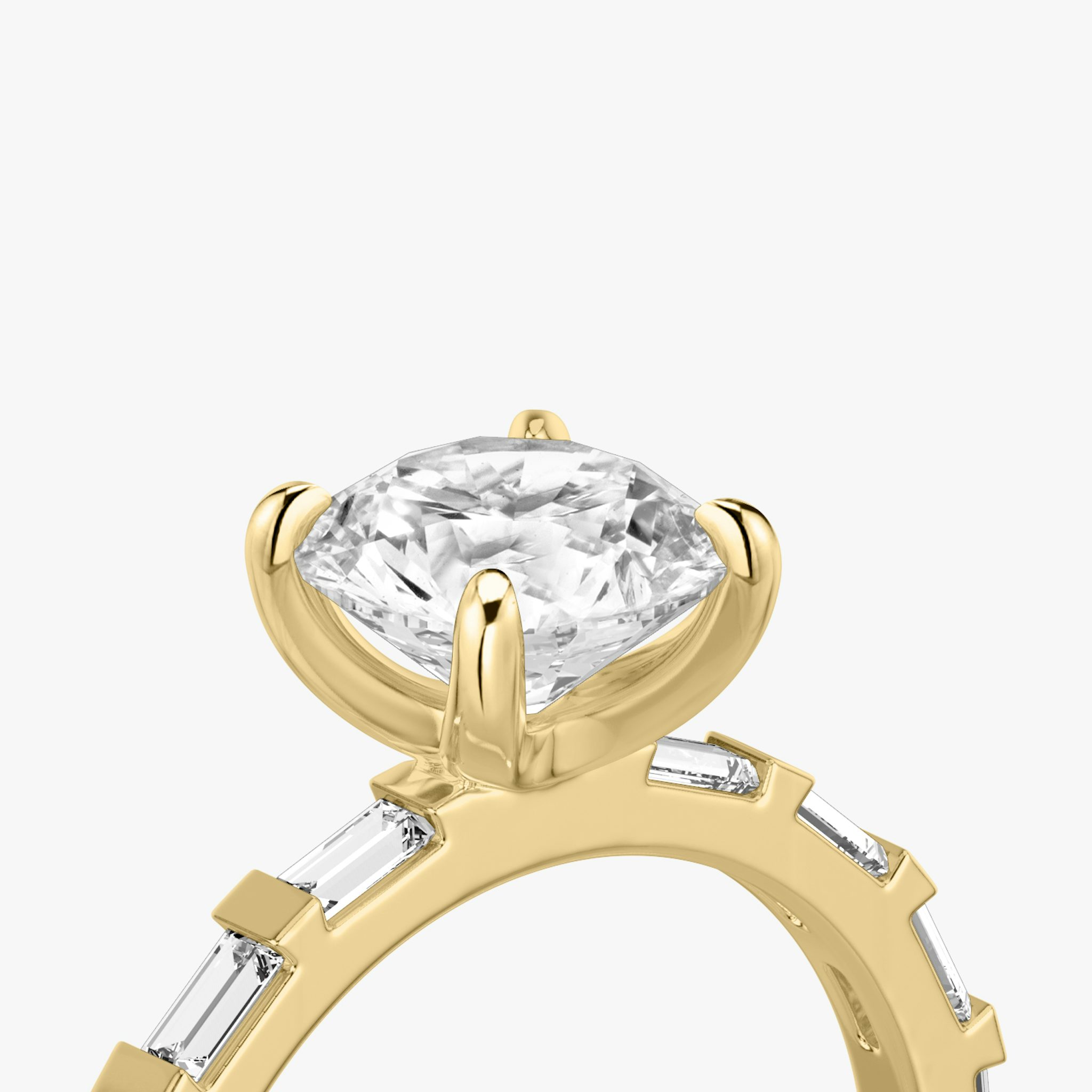 The Baguette Bar | Round Brilliant | 18k | Yellow Gold | bandAccent: Pavé | caratWeight: 1.5ct | diamondOrientation: vertical