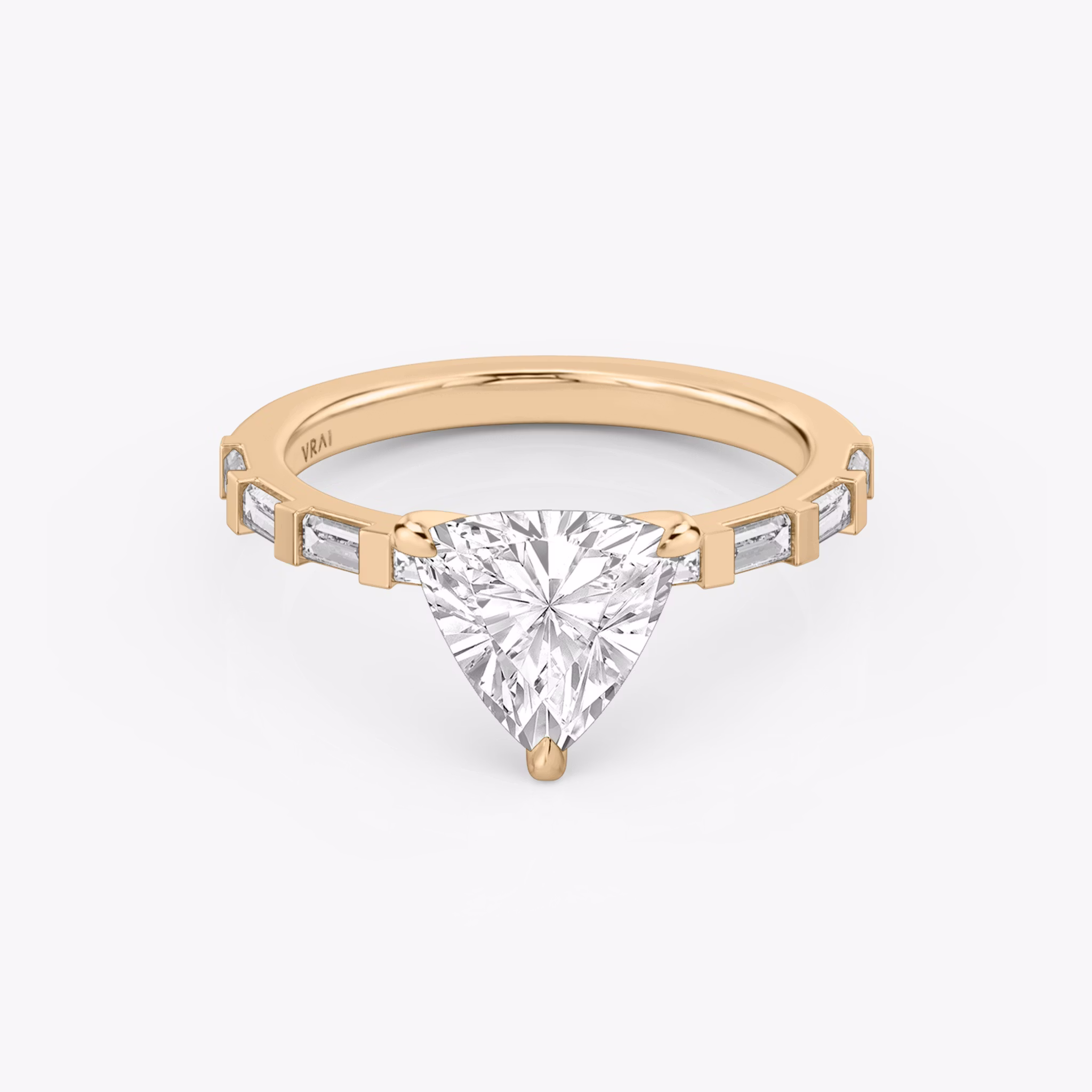 The Baguette Bar | Trillion | 14k | Rose Gold | bandAccent: Pavé | diamondOrientation: vertical | caratWeight: other