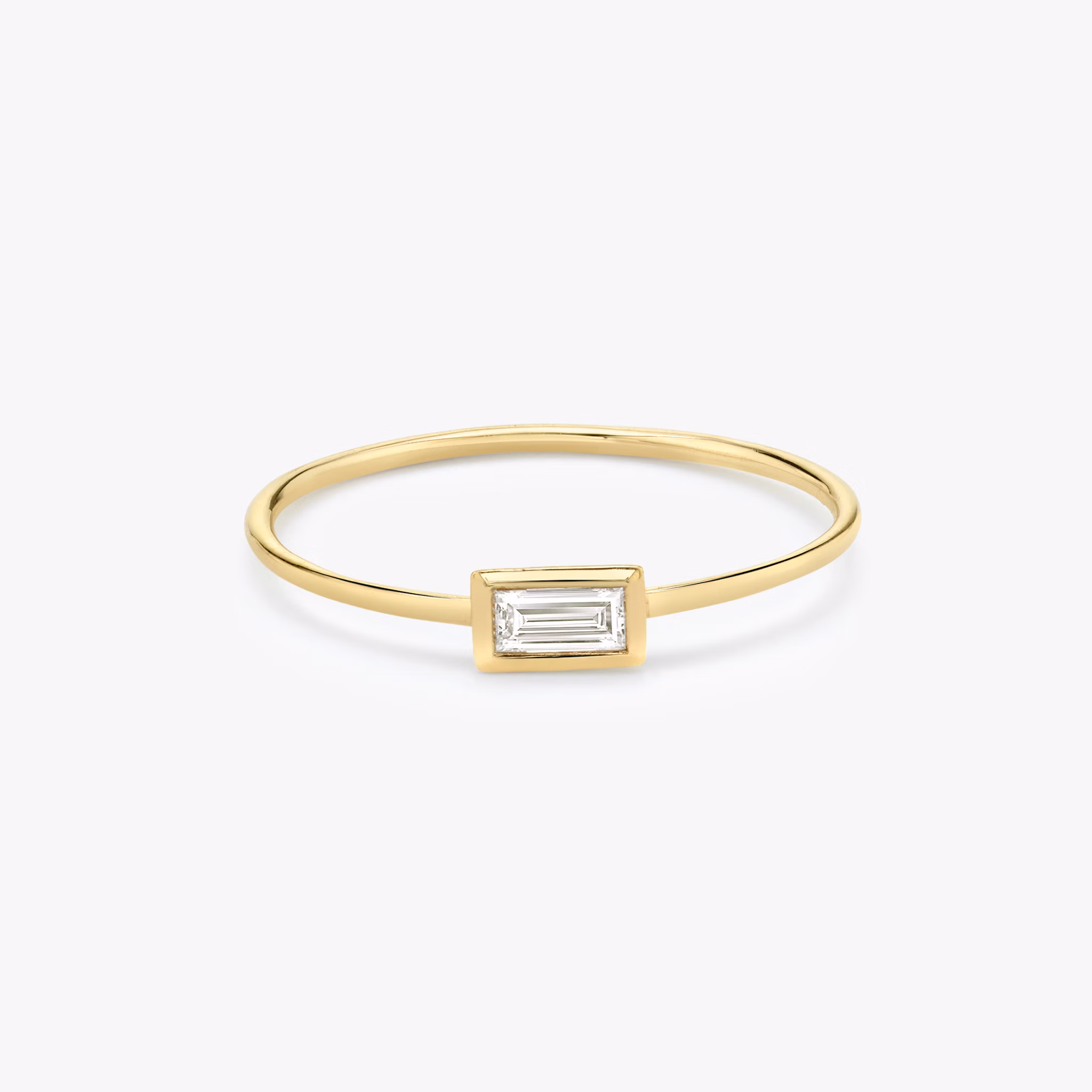 Knife-Edge Bezel Ring | Baguette | 14k | Yellow Gold