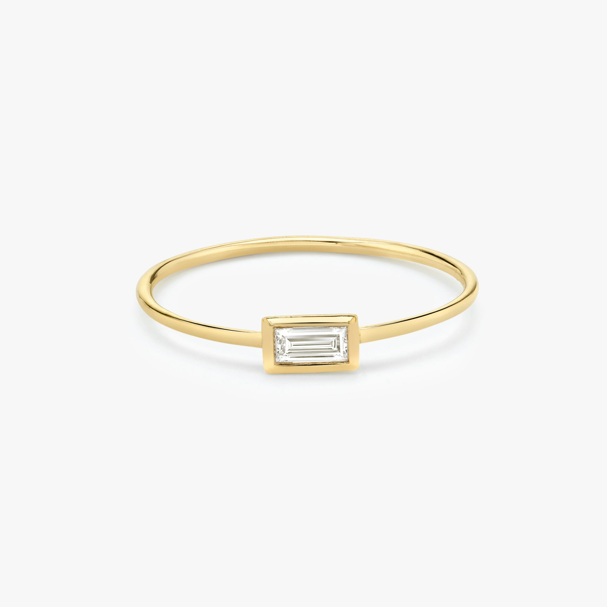 Knife-Edge Bezel Ring | Baguette | 14k | Yellow Gold