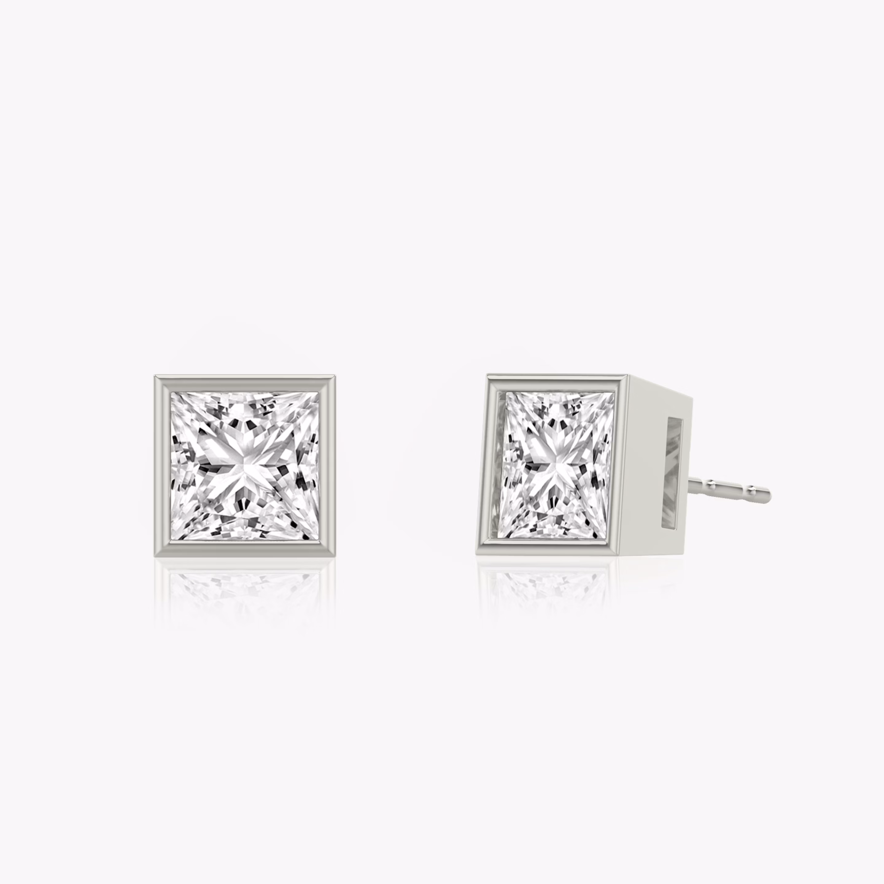Princess Bezel Solitaire Studs