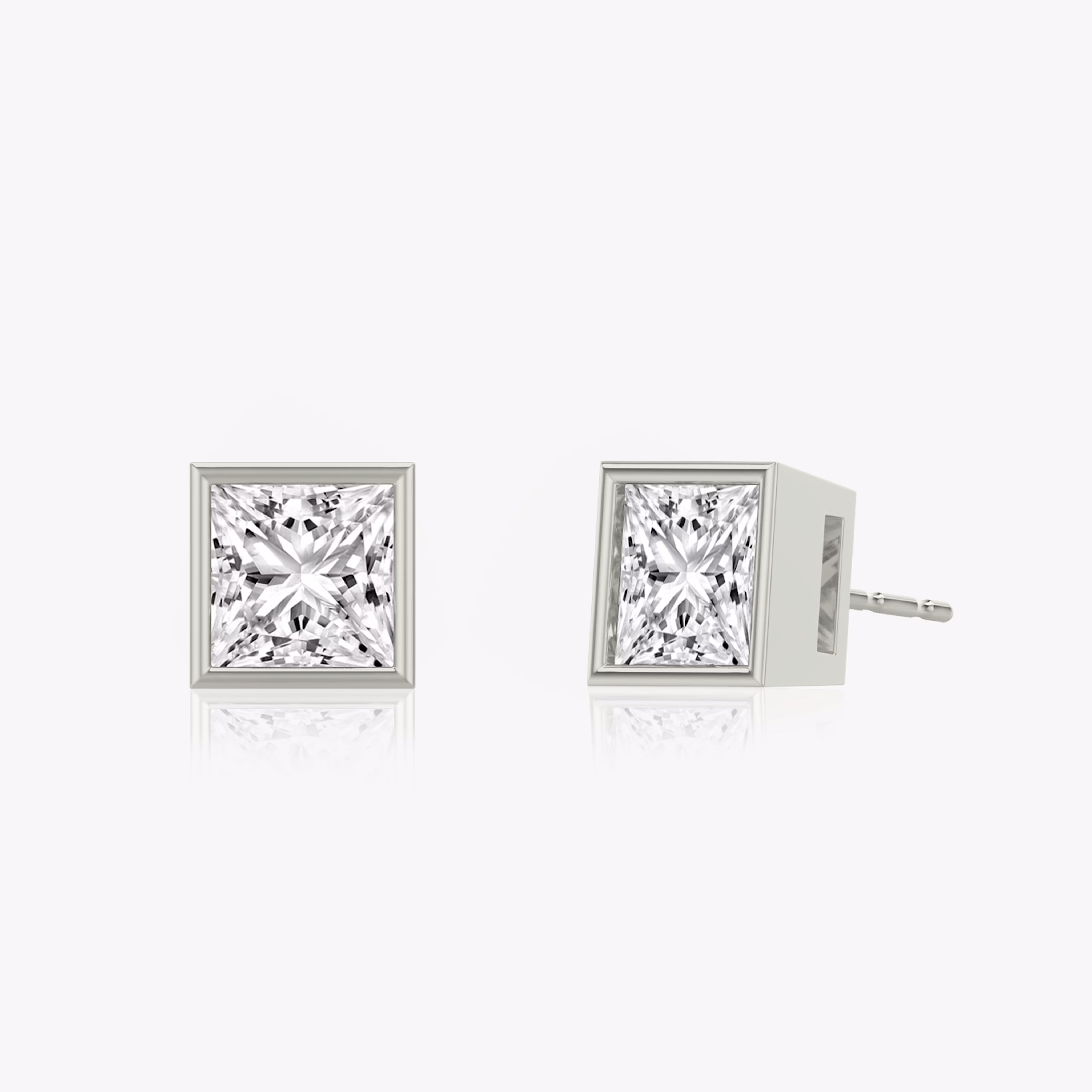 Princess Bezel Solitaire Studs