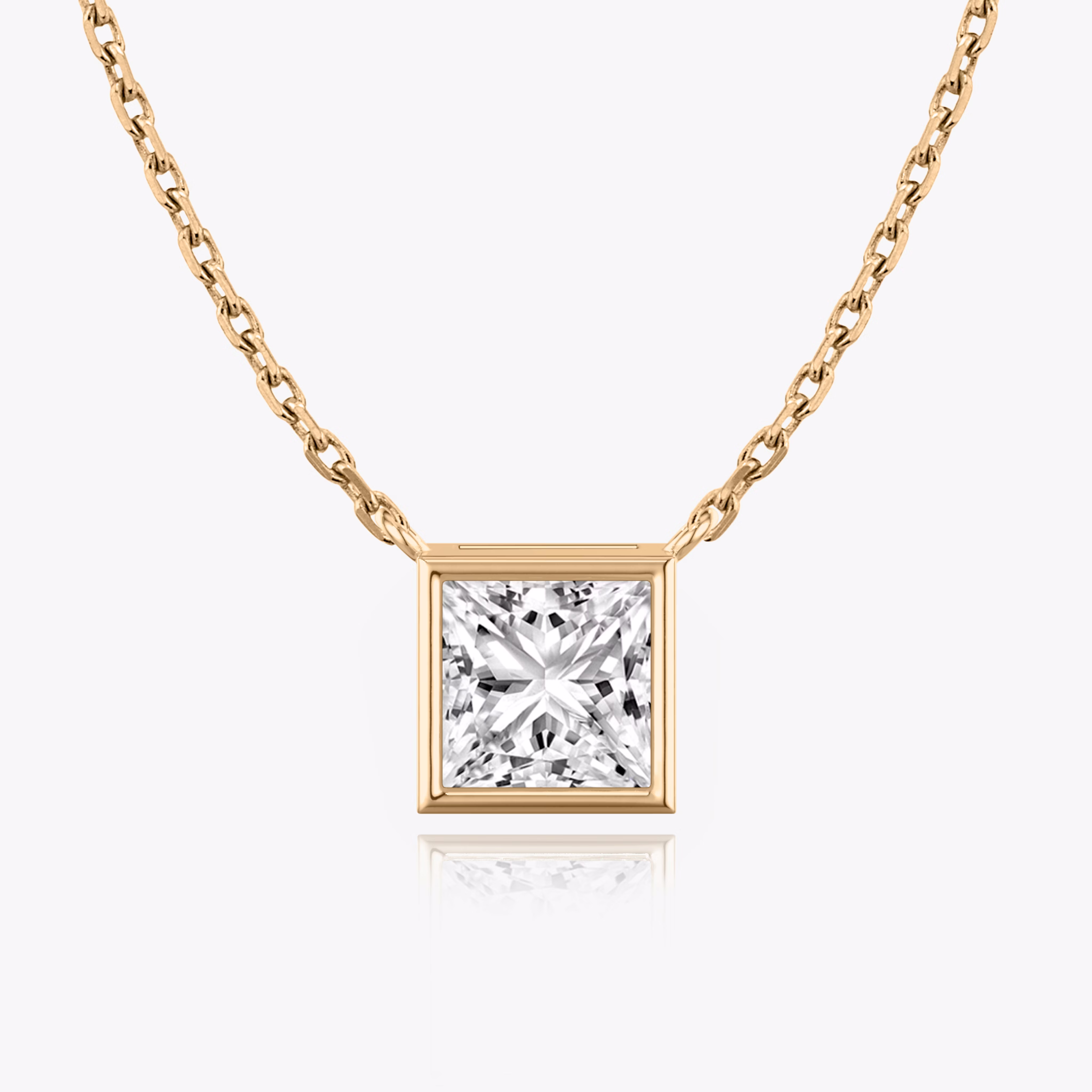 bezel solitaire princess diamond necklace