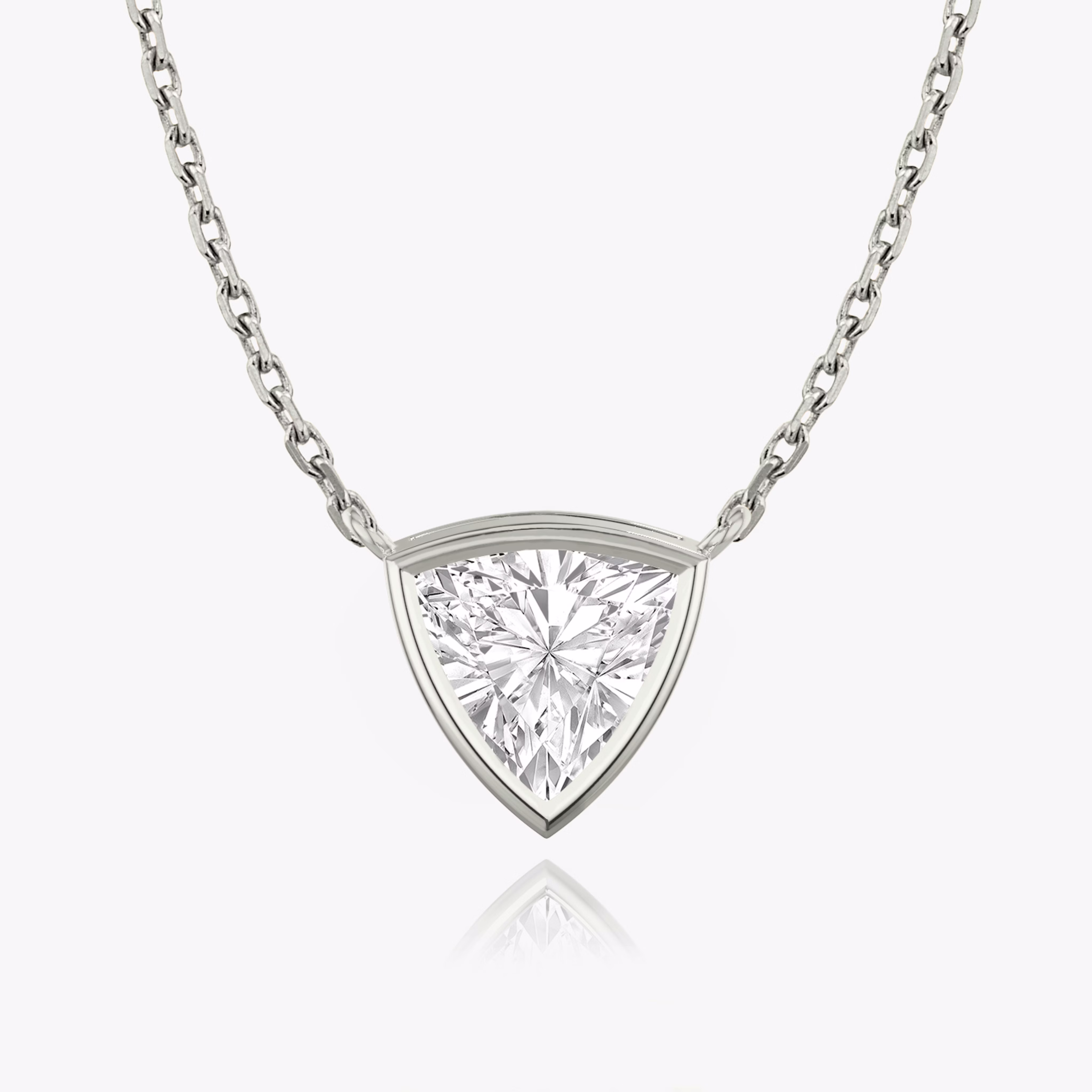 bezel solitaire trillion necklace