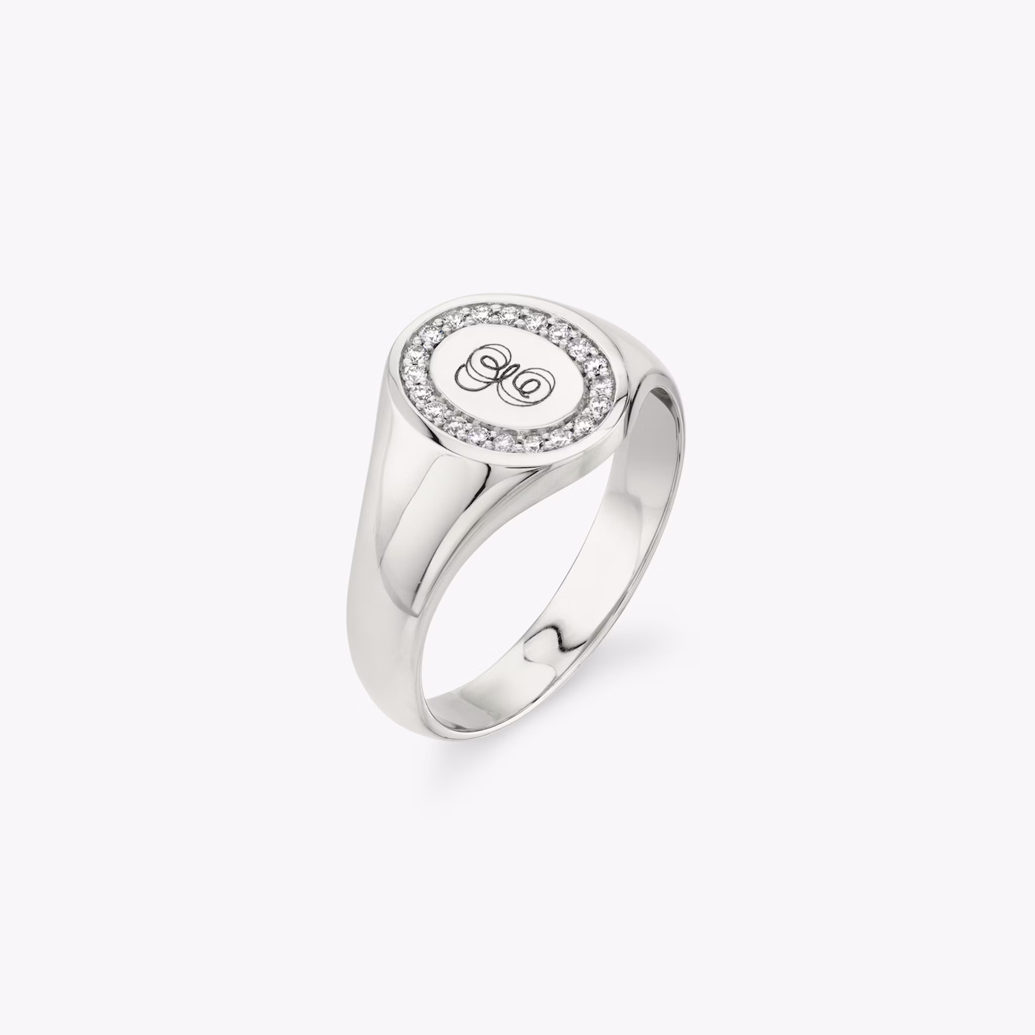 VRAI Pavé Signet Ring | Round Brilliant | 14k | White Gold
