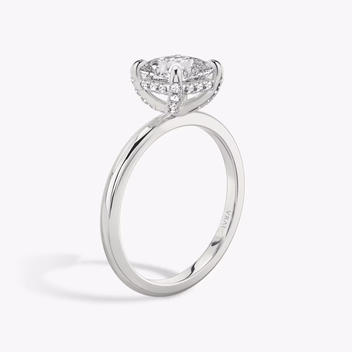 The Classic Hidden Halo | Asscher | Platinum | bandAccent: Plain | bandWidth: standard | prongStyle: Pavé | diamondOrientation: vertical | caratWeight: other
