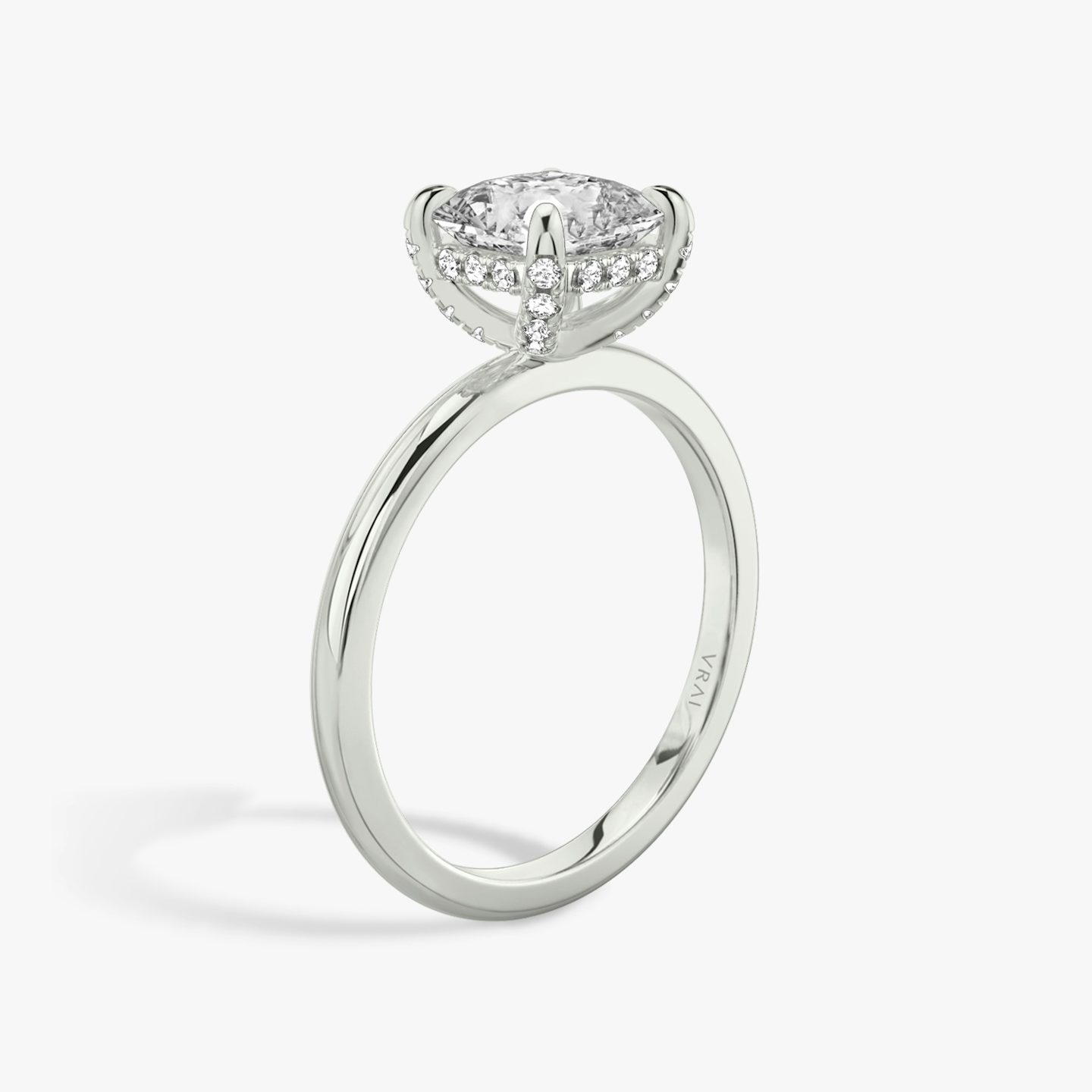 The Classic Hidden Halo | Asscher | 18k | White Gold | bandAccent: Plain | bandWidth: standard | prongStyle: Pavé | diamondOrientation: vertical | caratWeight: other