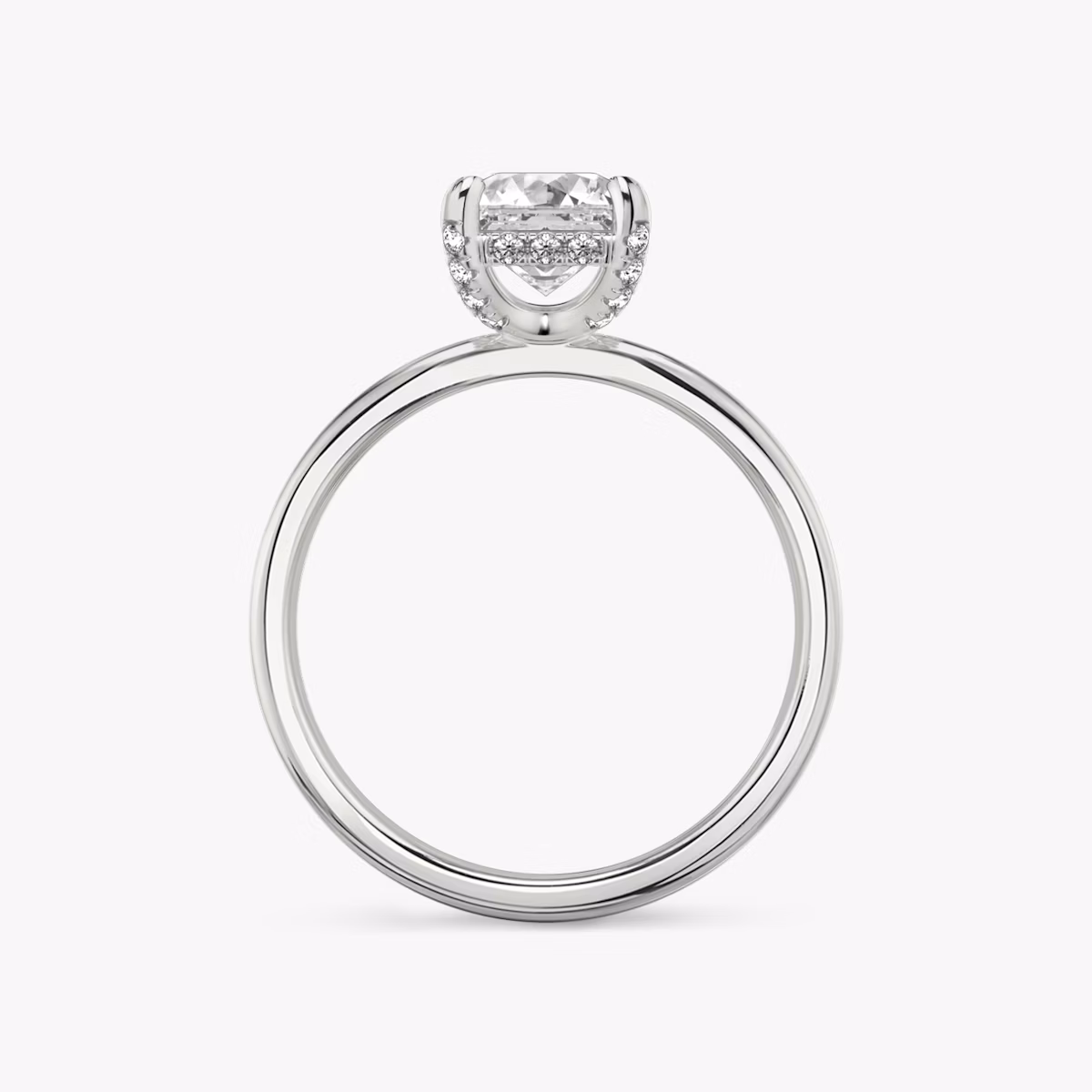 The Classic Hidden Halo | Asscher | Platinum | bandAccent: Plain | bandWidth: standard | prongStyle: Pavé | diamondOrientation: vertical | caratWeight: other