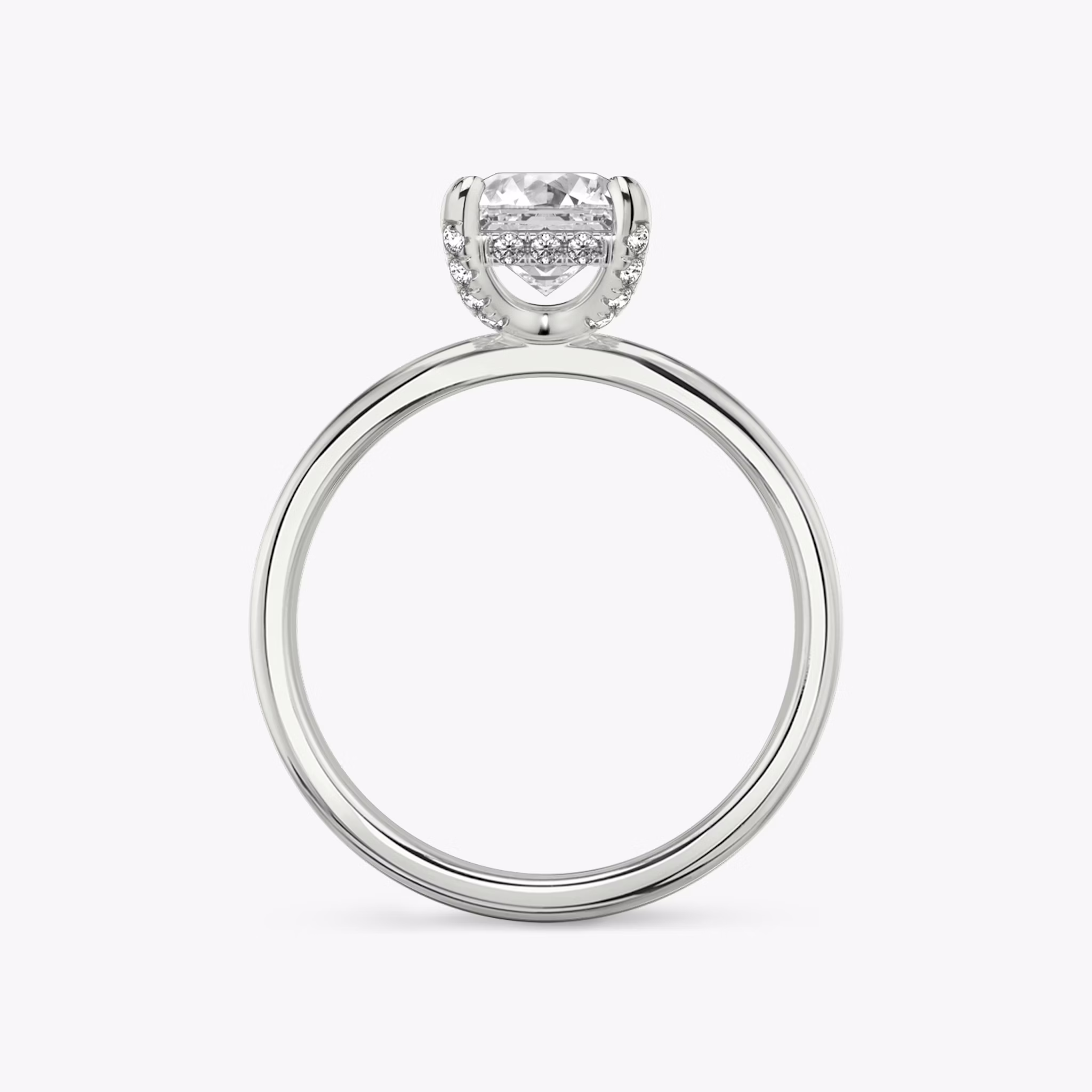 The Classic Hidden Halo | Asscher | 18k | White Gold | bandAccent: Plain | bandWidth: standard | prongStyle: Pavé | diamondOrientation: vertical | caratWeight: other
