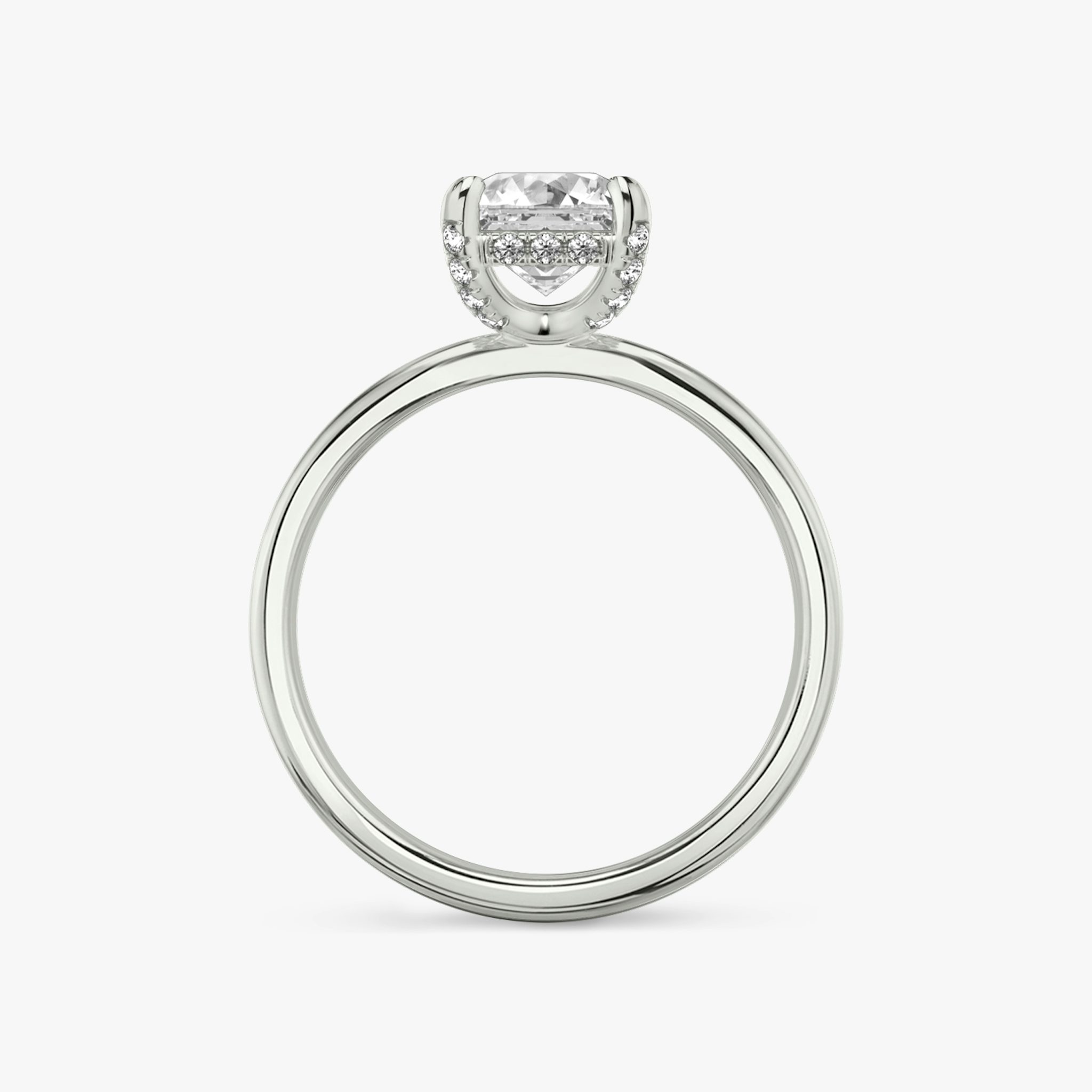 The Classic Hidden Halo | Asscher | 18k | White Gold | bandAccent: Plain | bandWidth: standard | prongStyle: Pavé | diamondOrientation: vertical | caratWeight: other