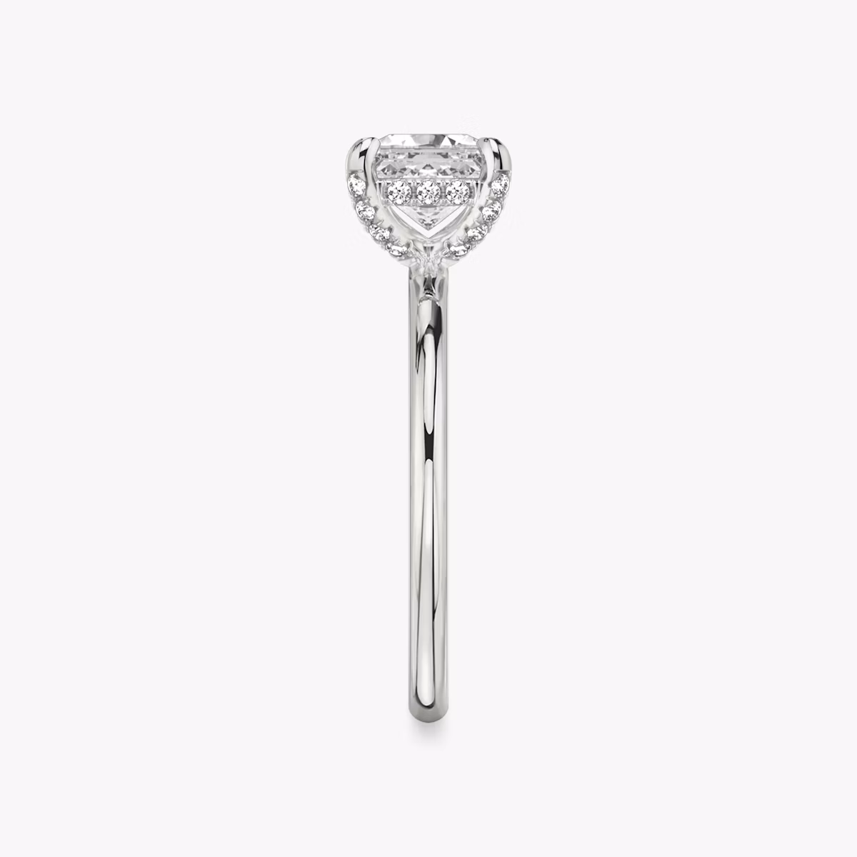 The Classic Hidden Halo | Asscher | Platinum | bandAccent: Plain | bandWidth: standard | prongStyle: Pavé | diamondOrientation: vertical | caratWeight: other