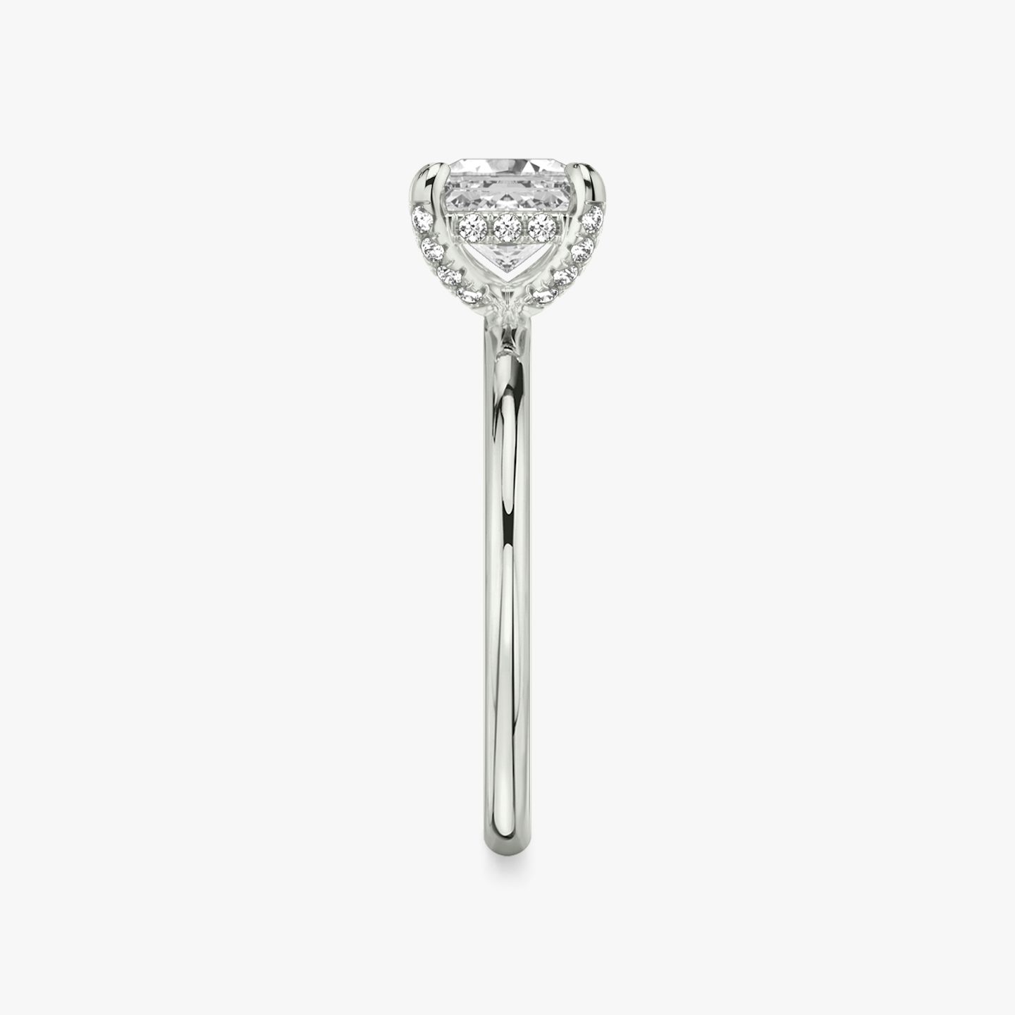 The Classic Hidden Halo | Asscher | 18k | White Gold | bandAccent: Plain | bandWidth: standard | prongStyle: Pavé | diamondOrientation: vertical | caratWeight: other