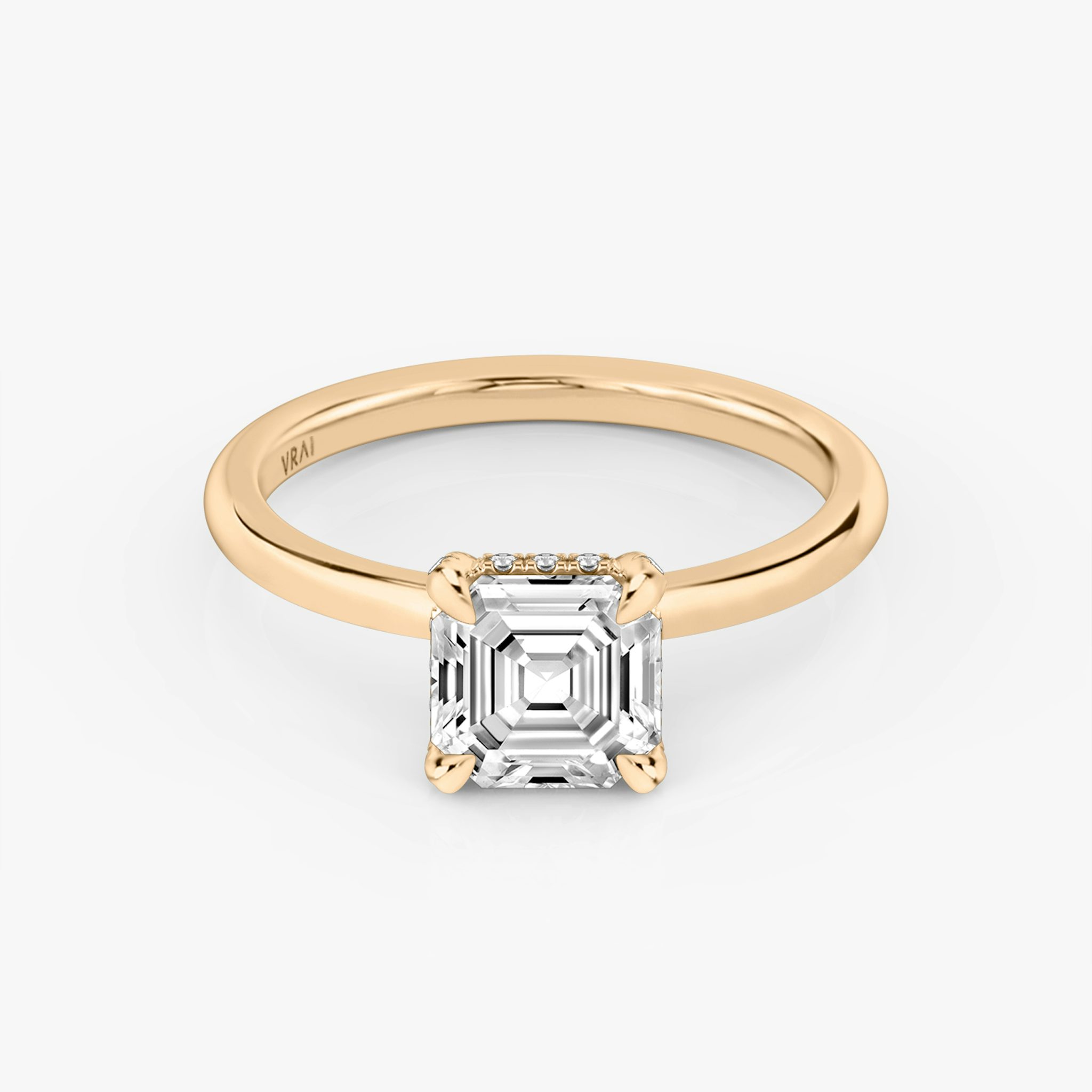 The Classic Hidden Halo | Asscher | 14k | Rose Gold | bandAccent: Plain | bandWidth: standard | prongStyle: Pavé | diamondOrientation: vertical | caratWeight: other