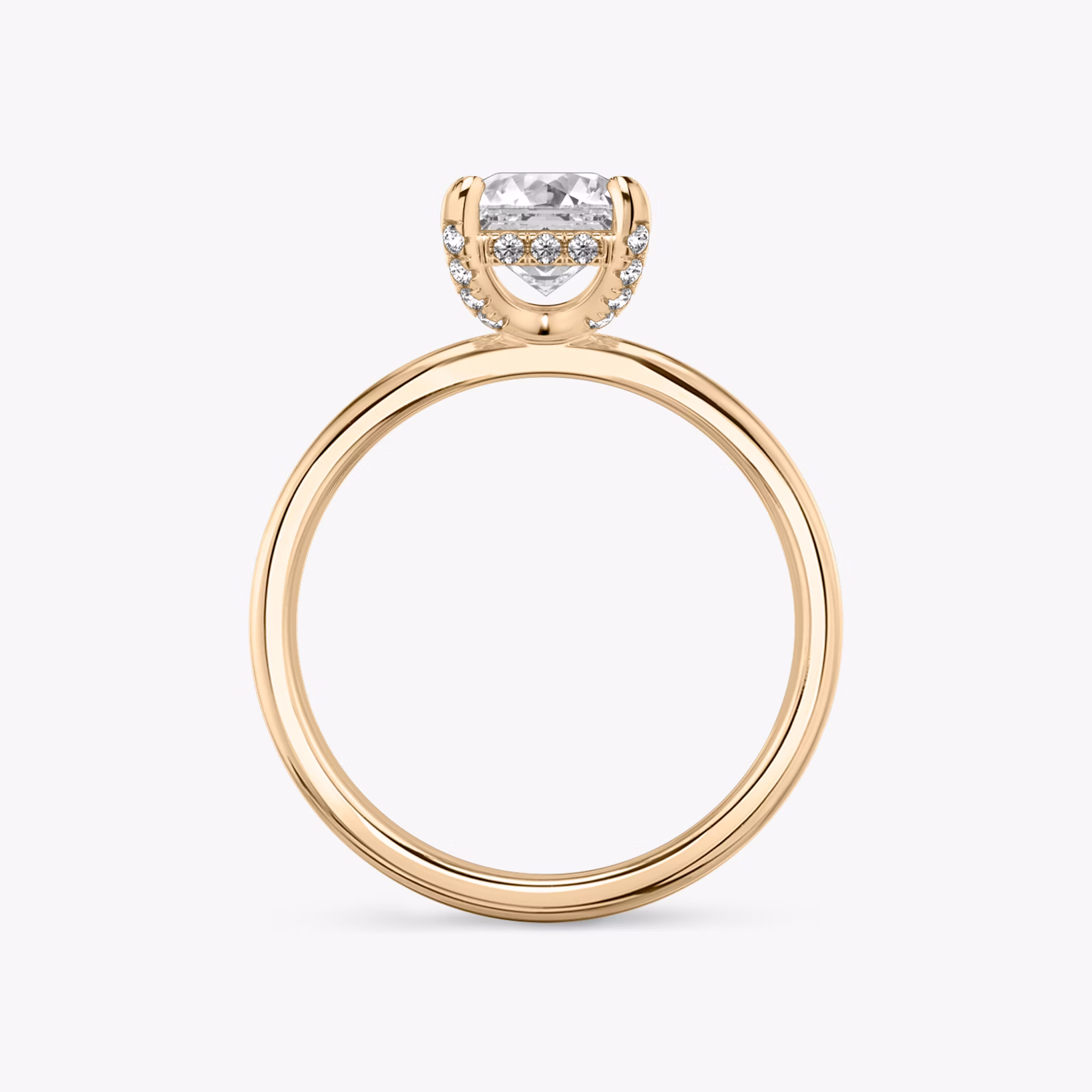 The Classic Hidden Halo | Asscher | 14k | Rose Gold | bandAccent: Plain | bandWidth: standard | prongStyle: Pavé | diamondOrientation: vertical | caratWeight: other