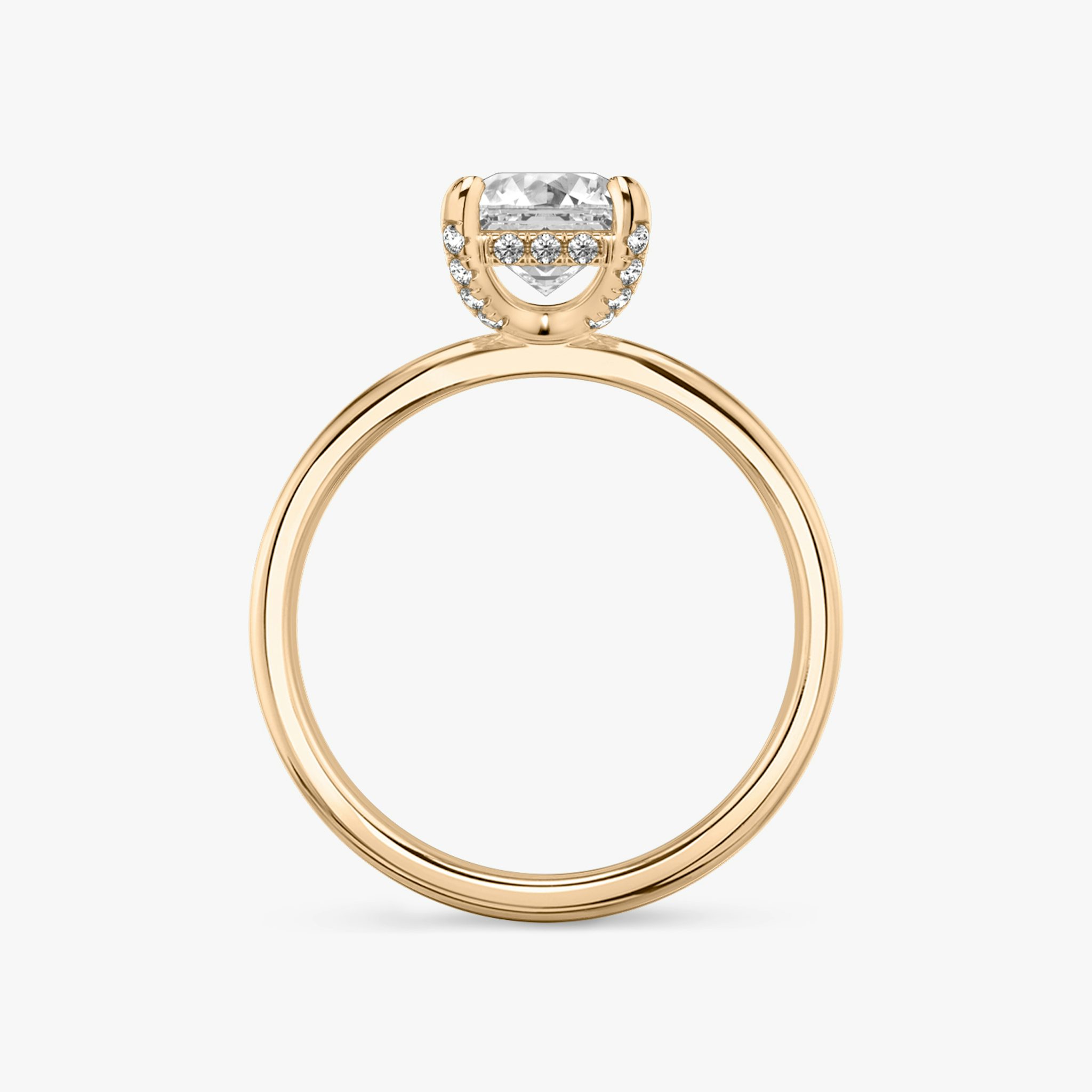 The Classic Hidden Halo | Asscher | 14k | Rose Gold | bandAccent: Plain | bandWidth: standard | prongStyle: Pavé | diamondOrientation: vertical | caratWeight: other