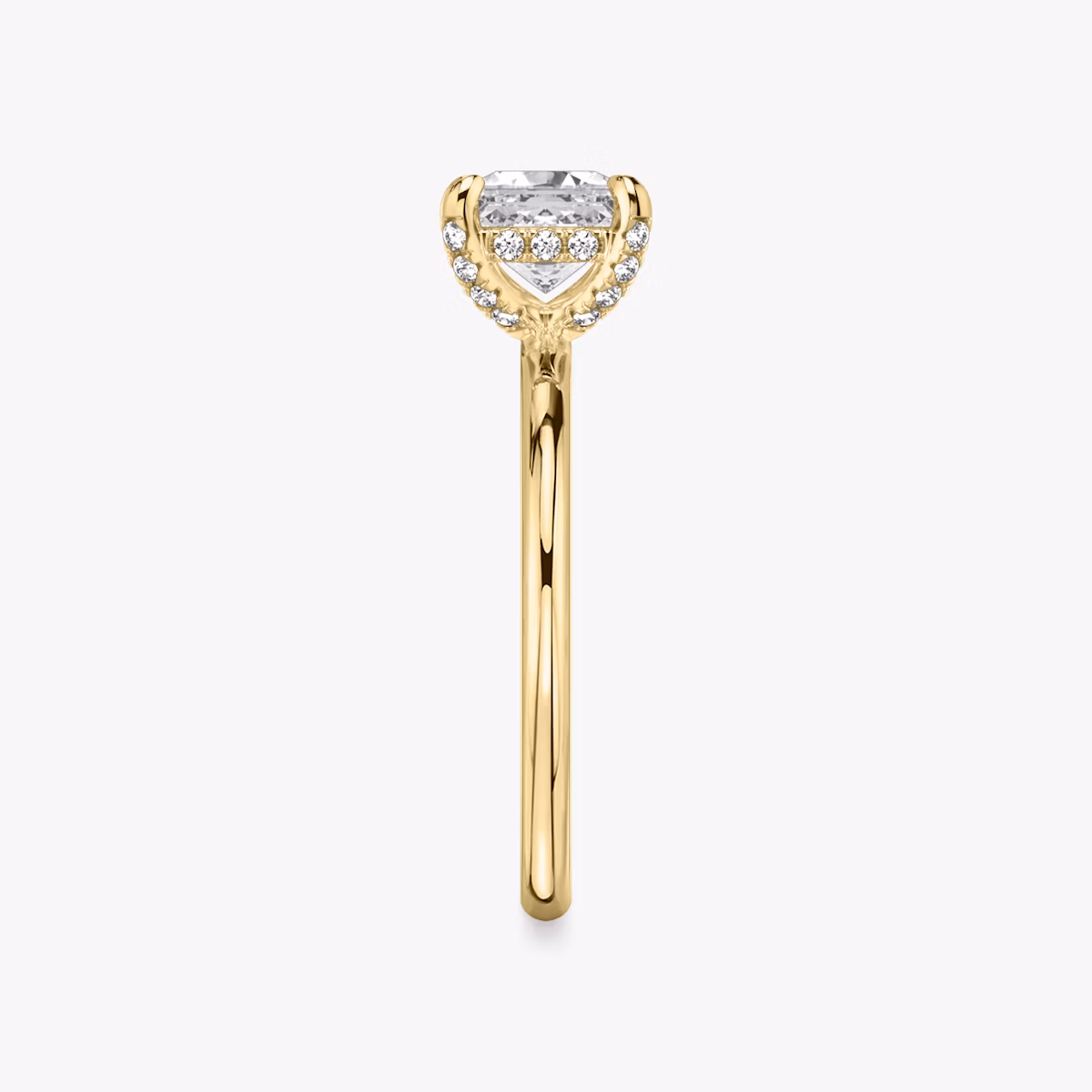 The Classic Hidden Halo | Asscher | 18k | Yellow Gold | bandAccent: Plain | bandWidth: standard | prongStyle: Pavé | diamondOrientation: vertical | caratWeight: other