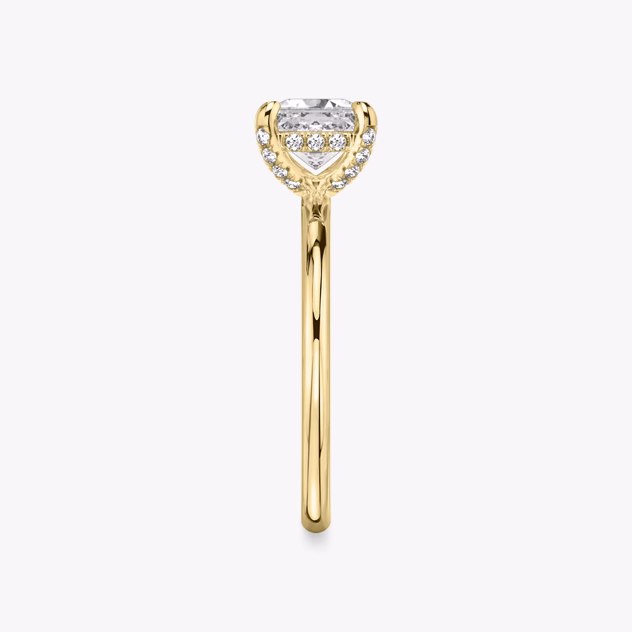 The Classic Hidden Halo | Asscher | 18k | Yellow Gold | bandAccent: Plain | bandWidth: standard | prongStyle: Pavé | diamondOrientation: vertical | caratWeight: other